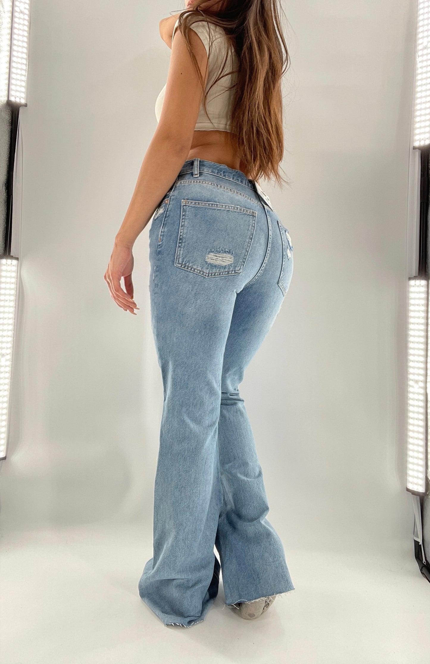 Free People Light Wash Jeans with Embroidery, Stitching, and Distressing (26)