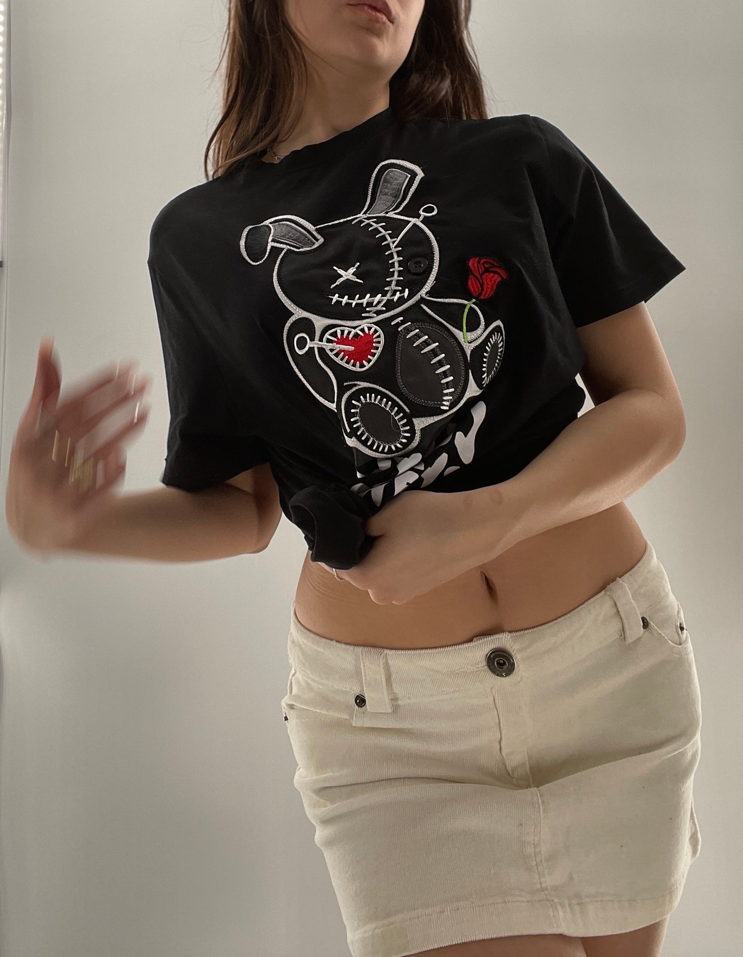 BKYS Black Lucky Charm Stitched Rabbit T (Small)