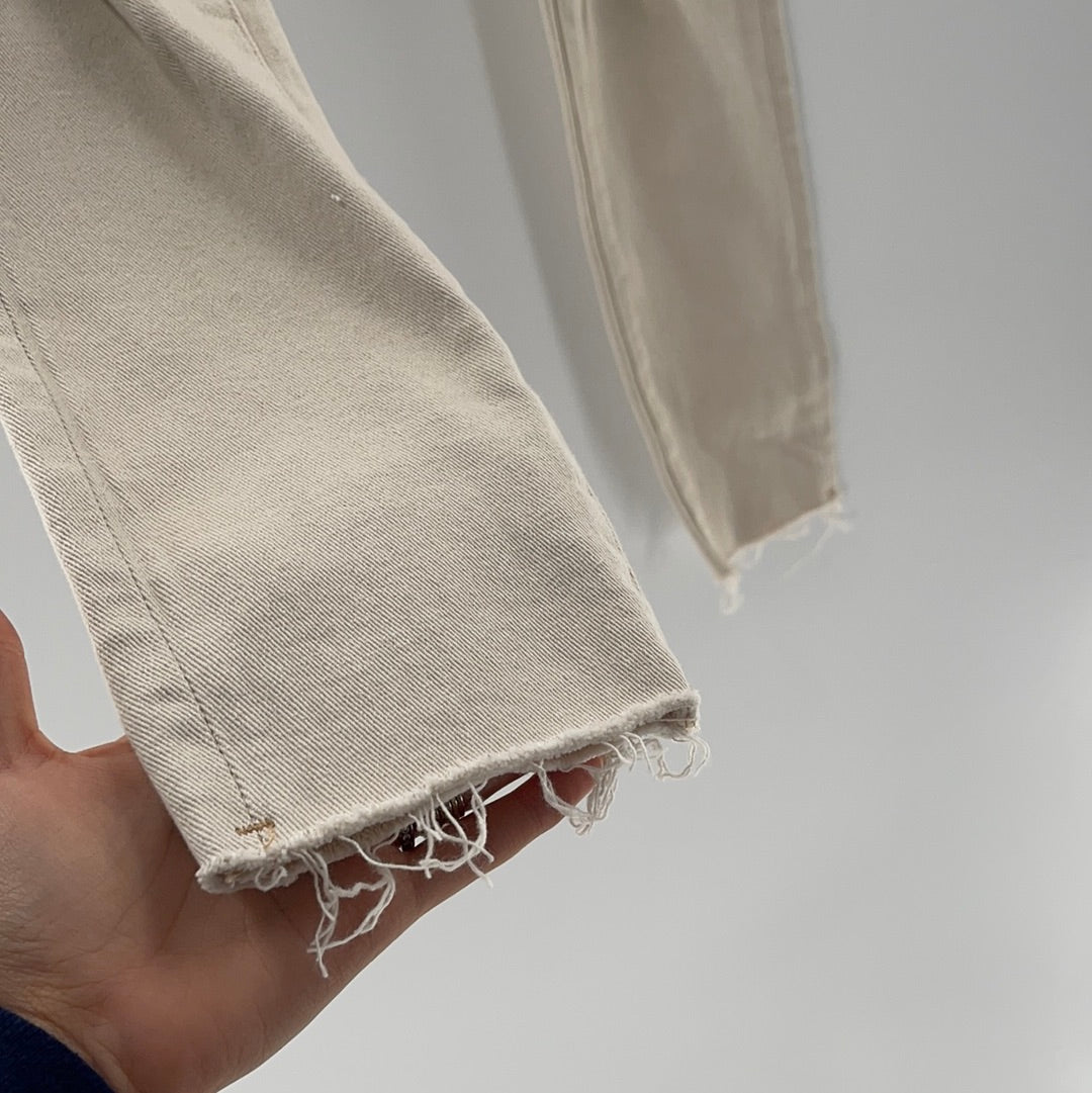 BDG/Urban Outfitters Cream/Off-White Ripped Jeans Raw Cut Hem (Size 25W)