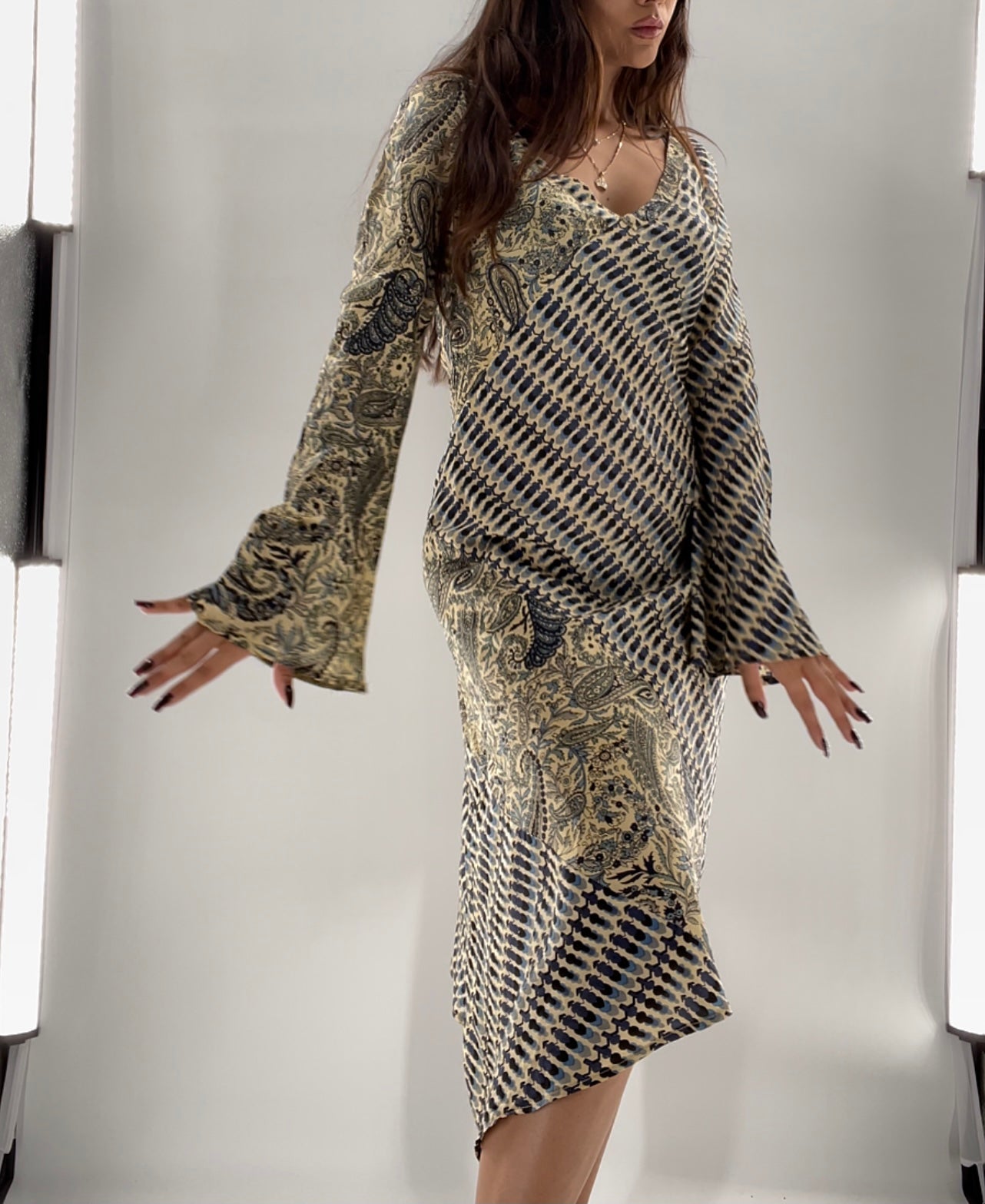 ATIK BATIK 100% Silk Artisan Kaftan Style Maxi (M)