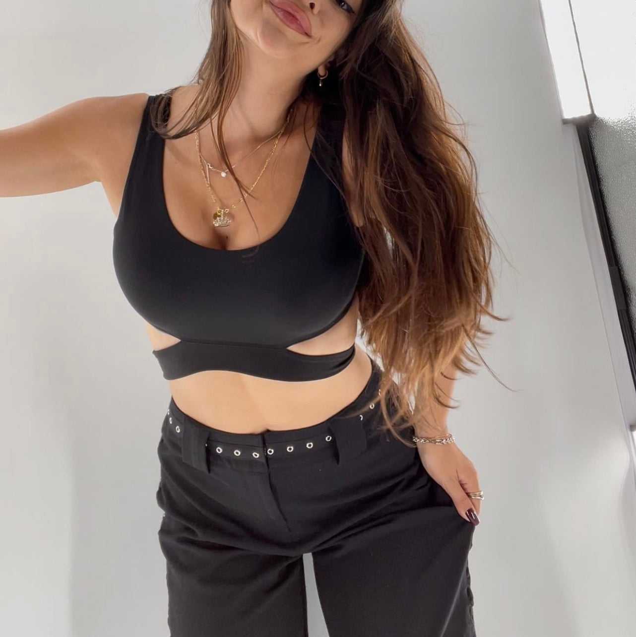 Vintage Strappy Black Tank (XS)