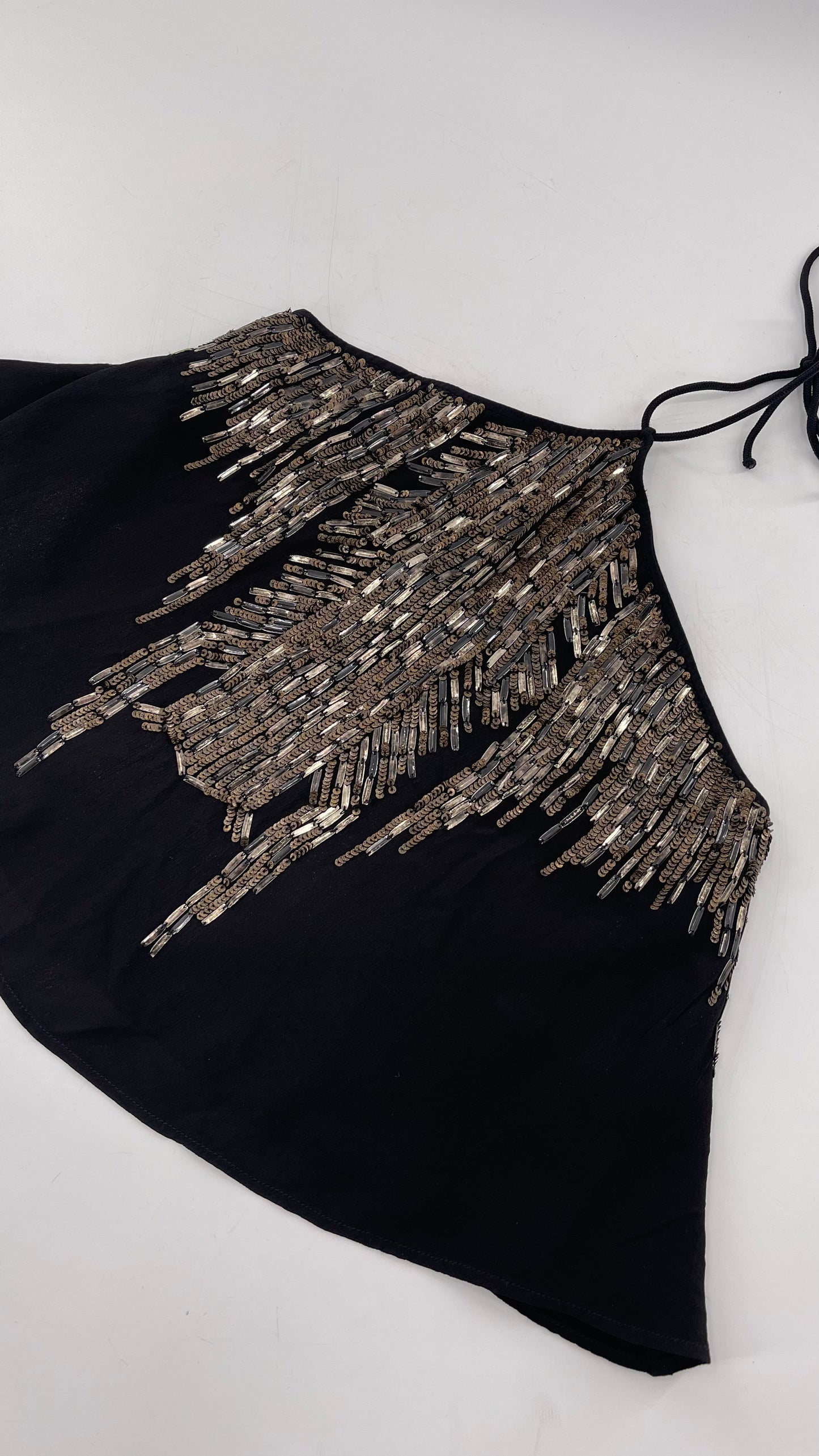 Free People Black Beaded Halter (XS)