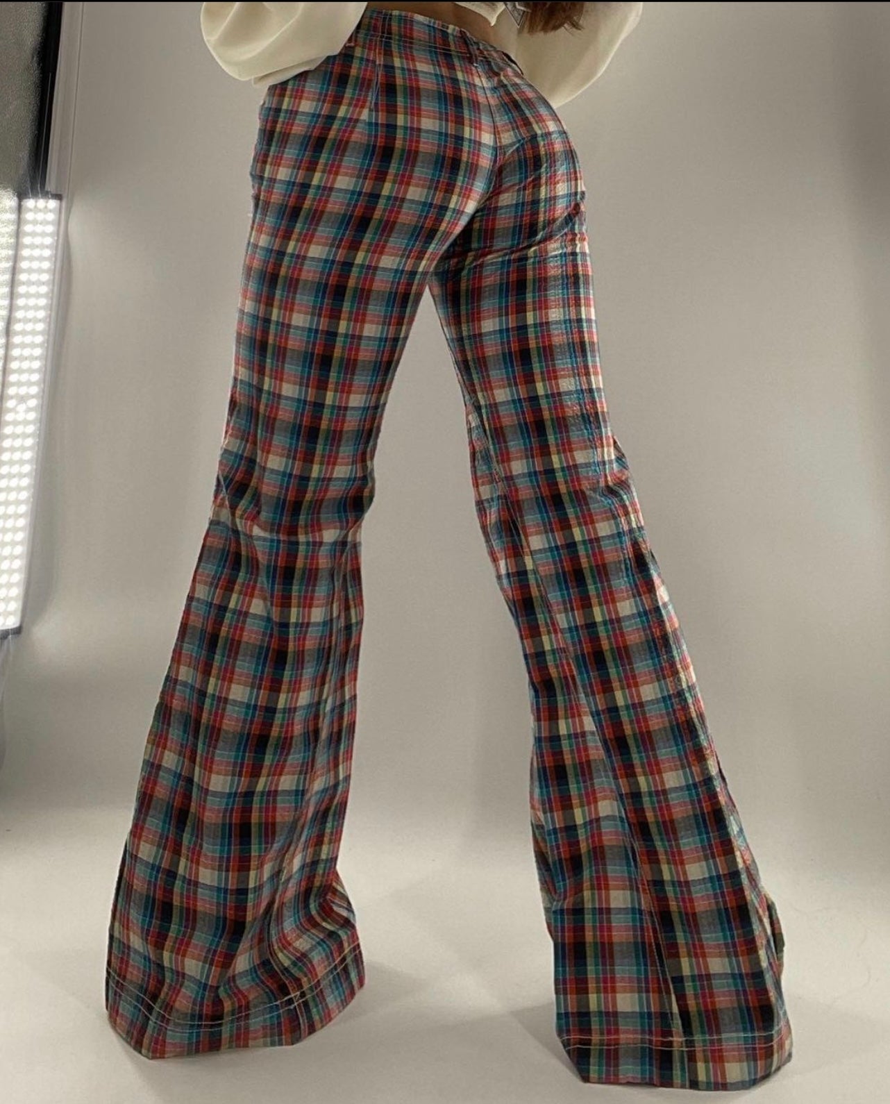 Free People CristinaPlaid Low-Rise Flare Pants (6)