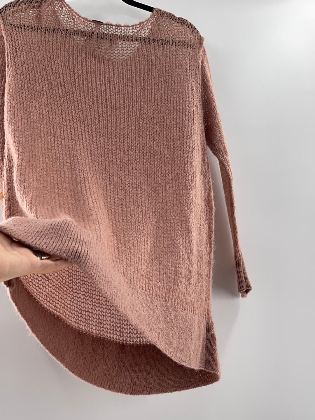 Free People Sheer Knit Off Dusty Pink Sweater (Size XS)