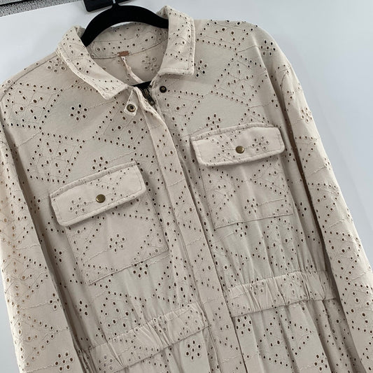 Free People Beige Eyelet Boiler Suit (S)