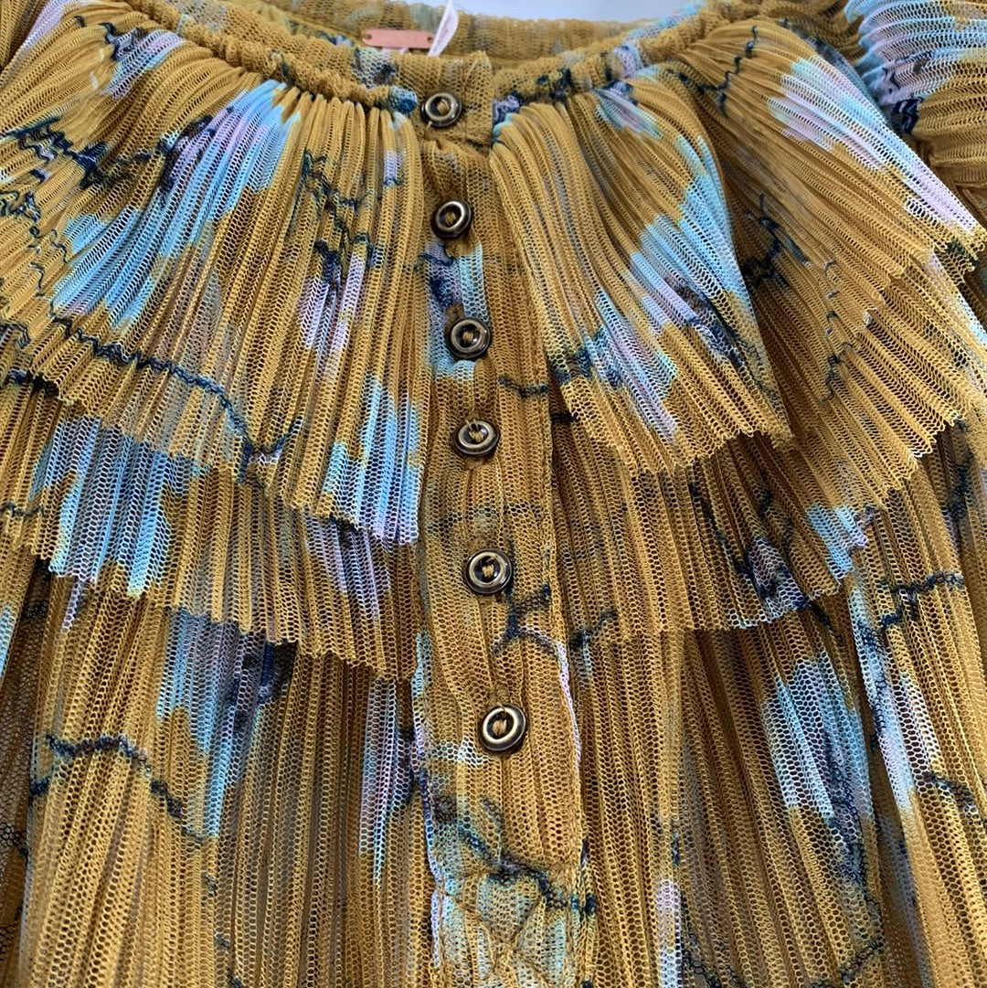 Free People Mustard Mesh Blouse (S)