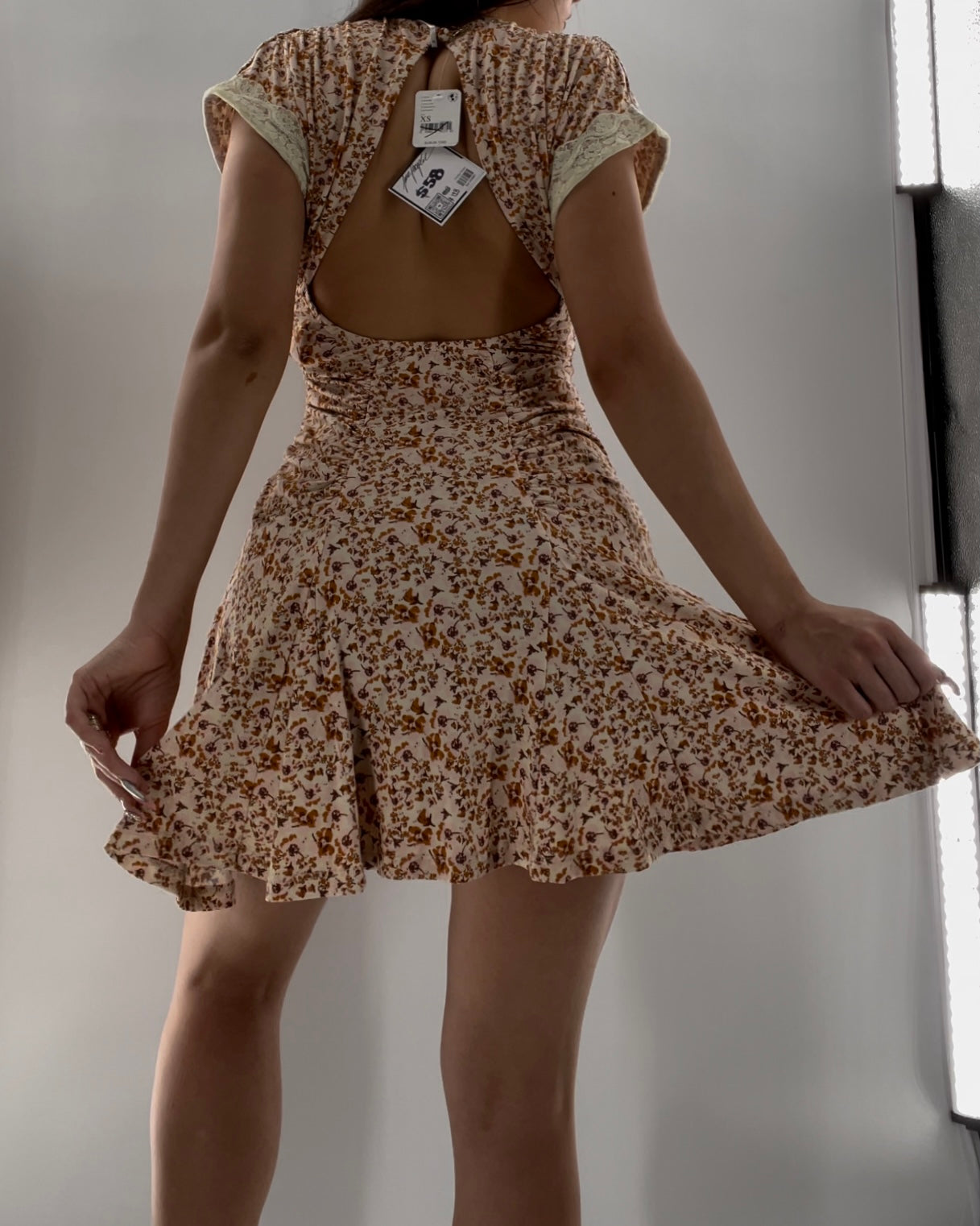 Free People Sweet Talker Floral Ruched Mini Dress (XS)