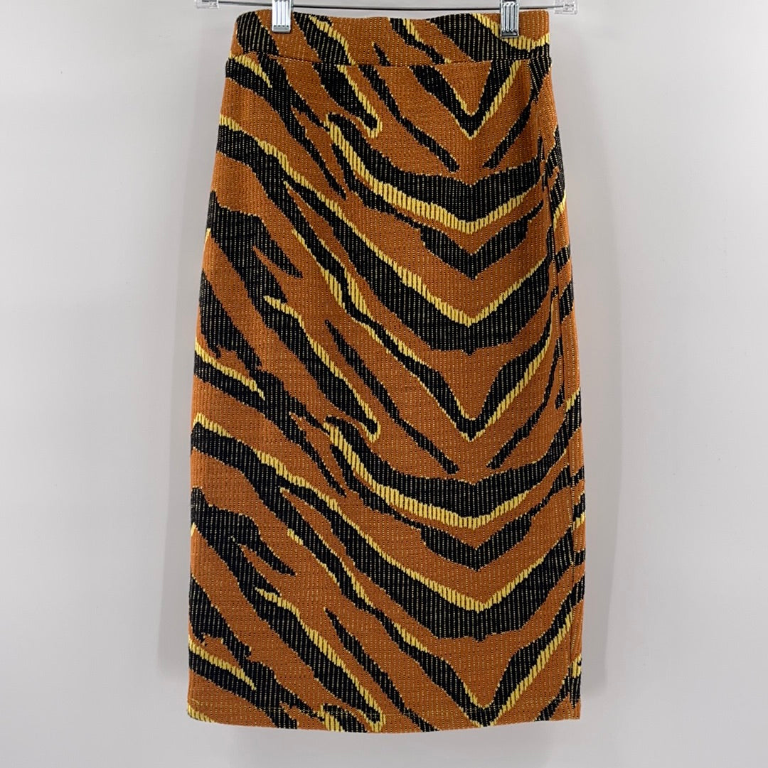 Free People Burnt Orange Tiger/Zebra Patterned Skirt (Size XS)