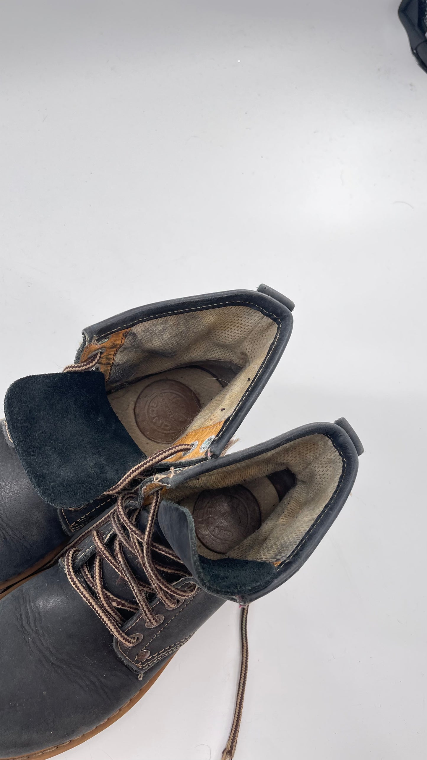 Vagabond Leather Lace Up Combat Charcoal Boots - Size 8