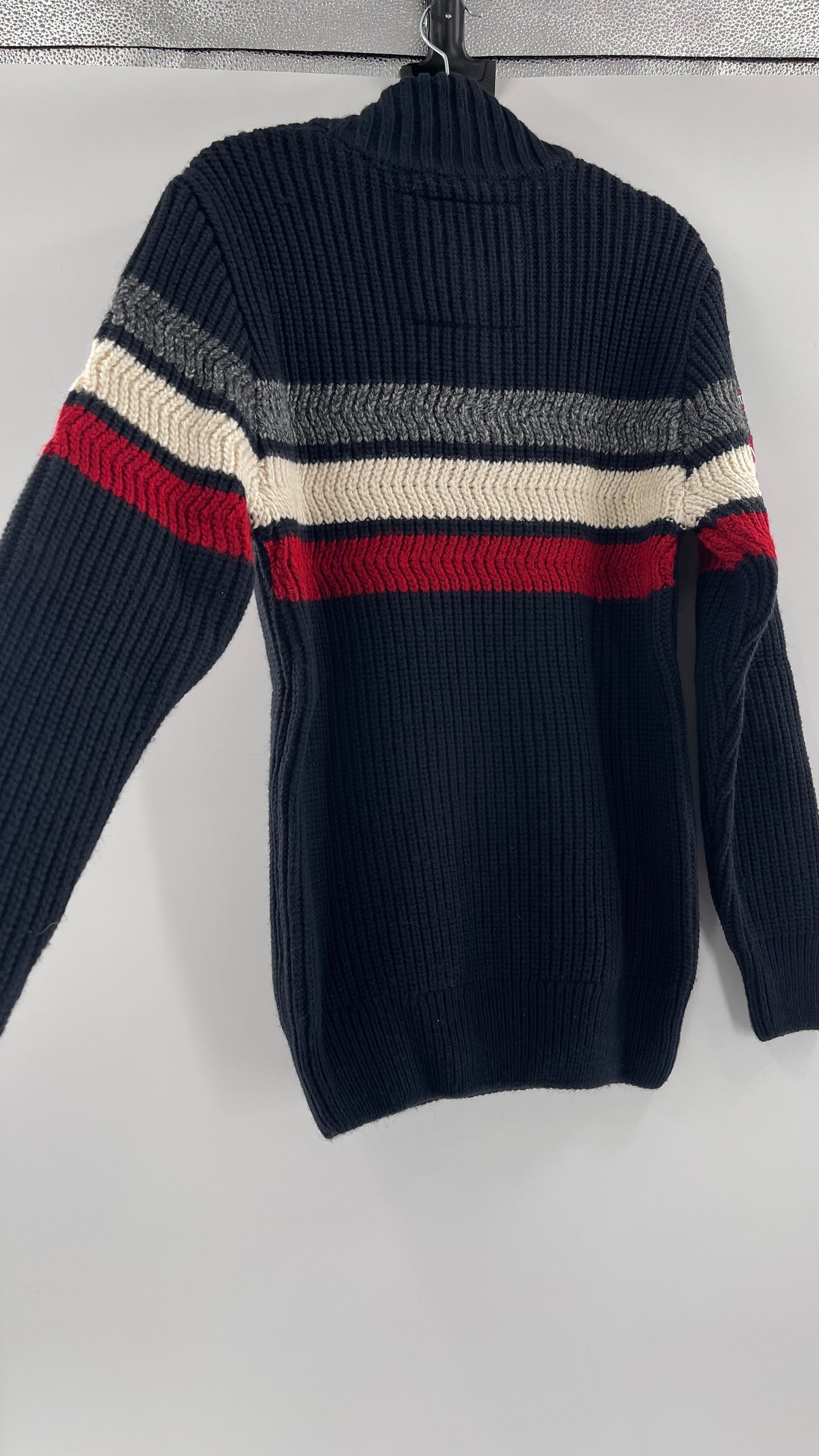 Superdry Navy Thick Knit Ski Dog Quarter Zip Henley (XL)