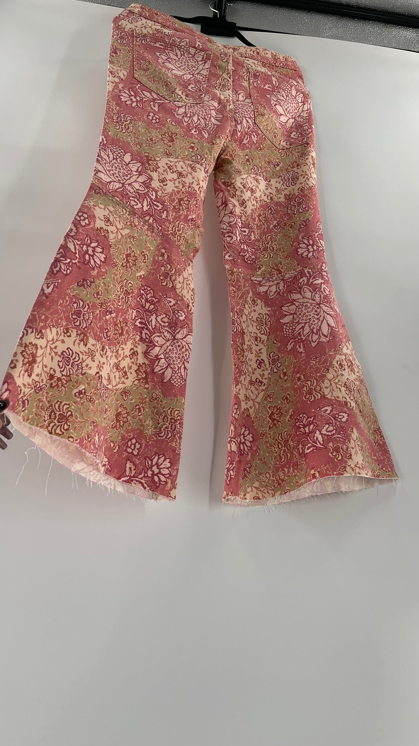 Free People Youthquake Pink Floral Flare Bell Bottoms (30)