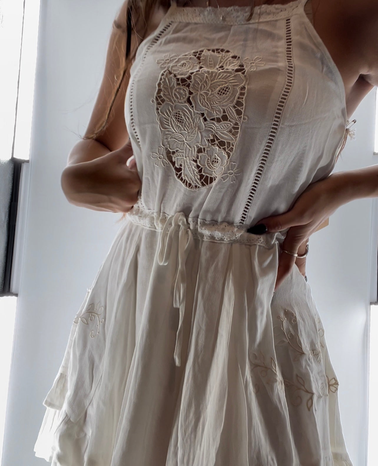 Surf Gypsy White Lace Mini Dress (SzS)