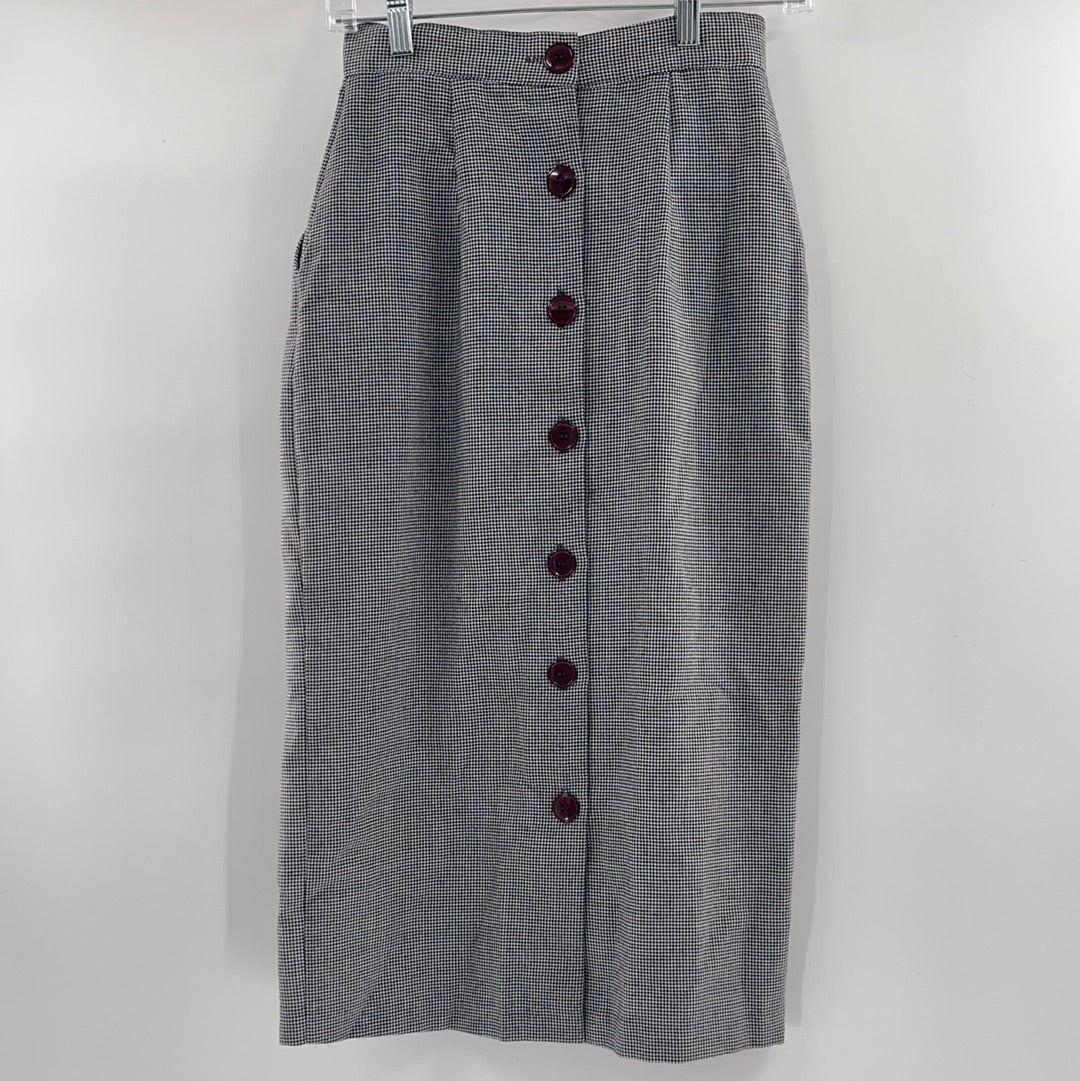 Vintage Star City Micro Houndstooth MIDI Skirt (Size S)