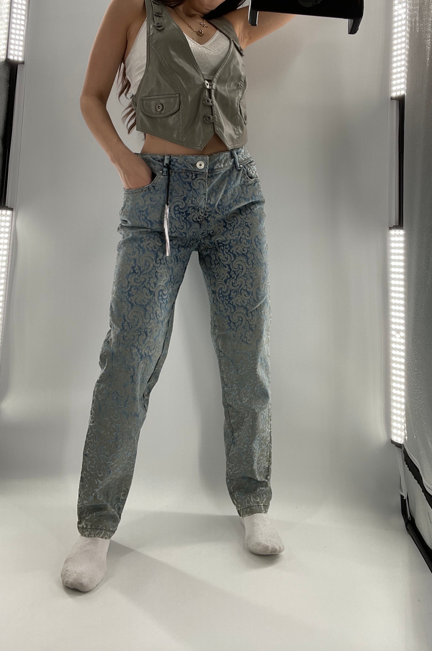 Deadstock Oltre Denim/Grey Brocade Jeans (12)
