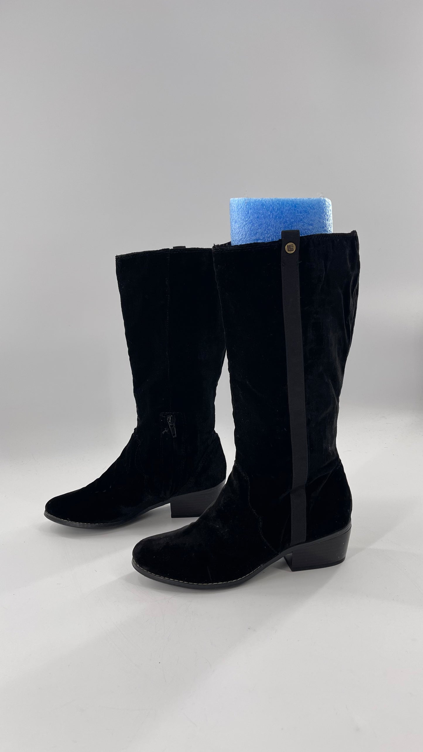Libby Edelman Black Velour Croc Boots (6)