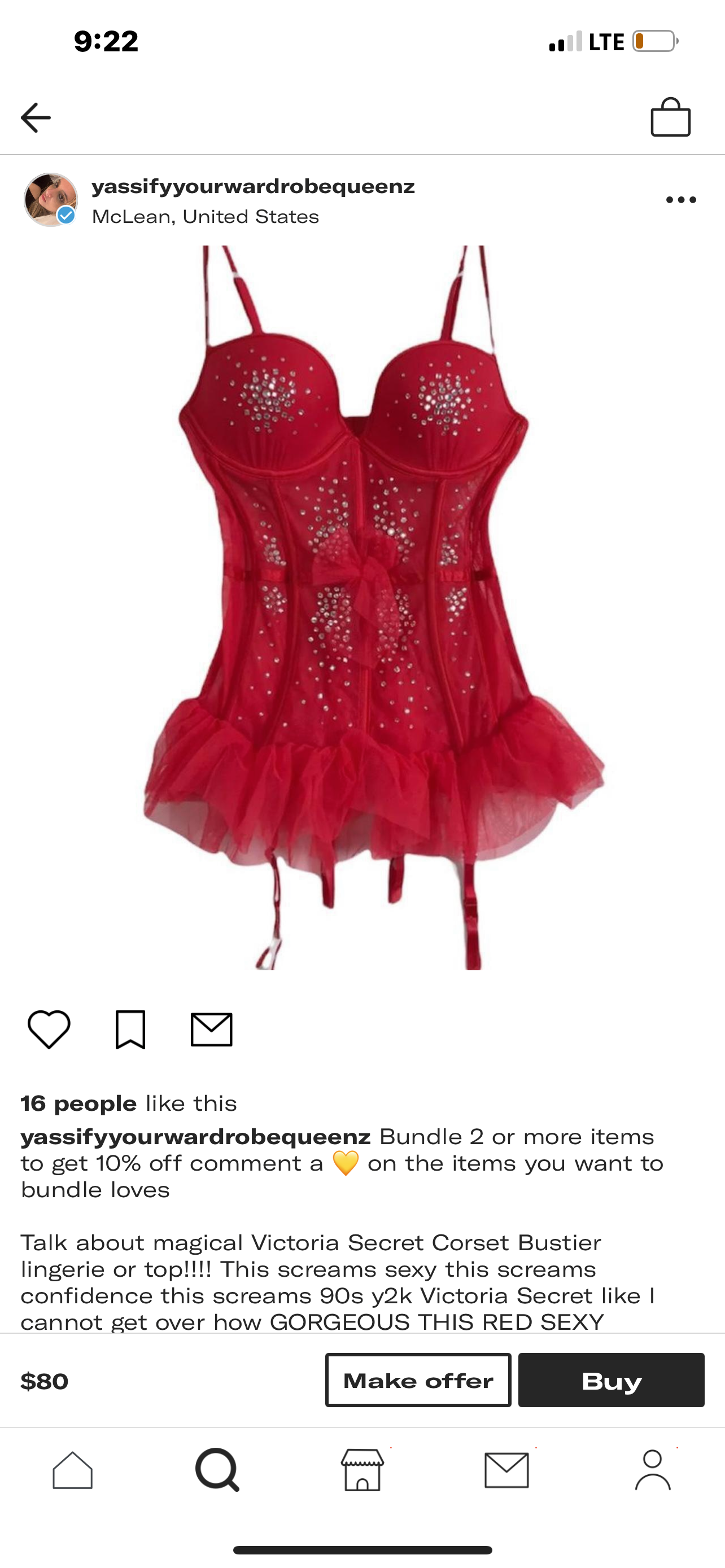 Vintage Victoria’s Secret Red Mesh/Lace/Tule Corset (34C)