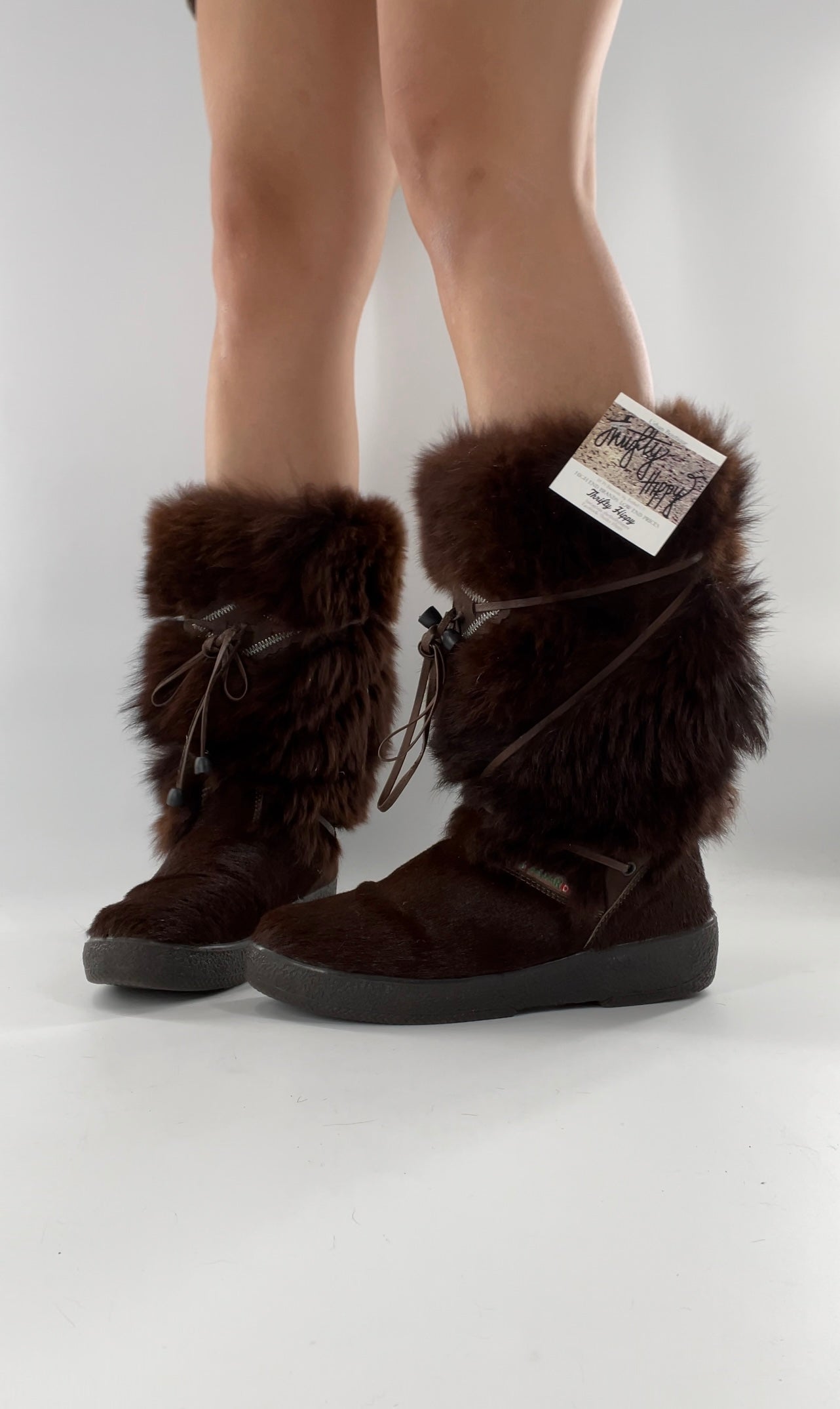 Pajar Vintage Brown Fur Boots - Made In Italy - Size 40