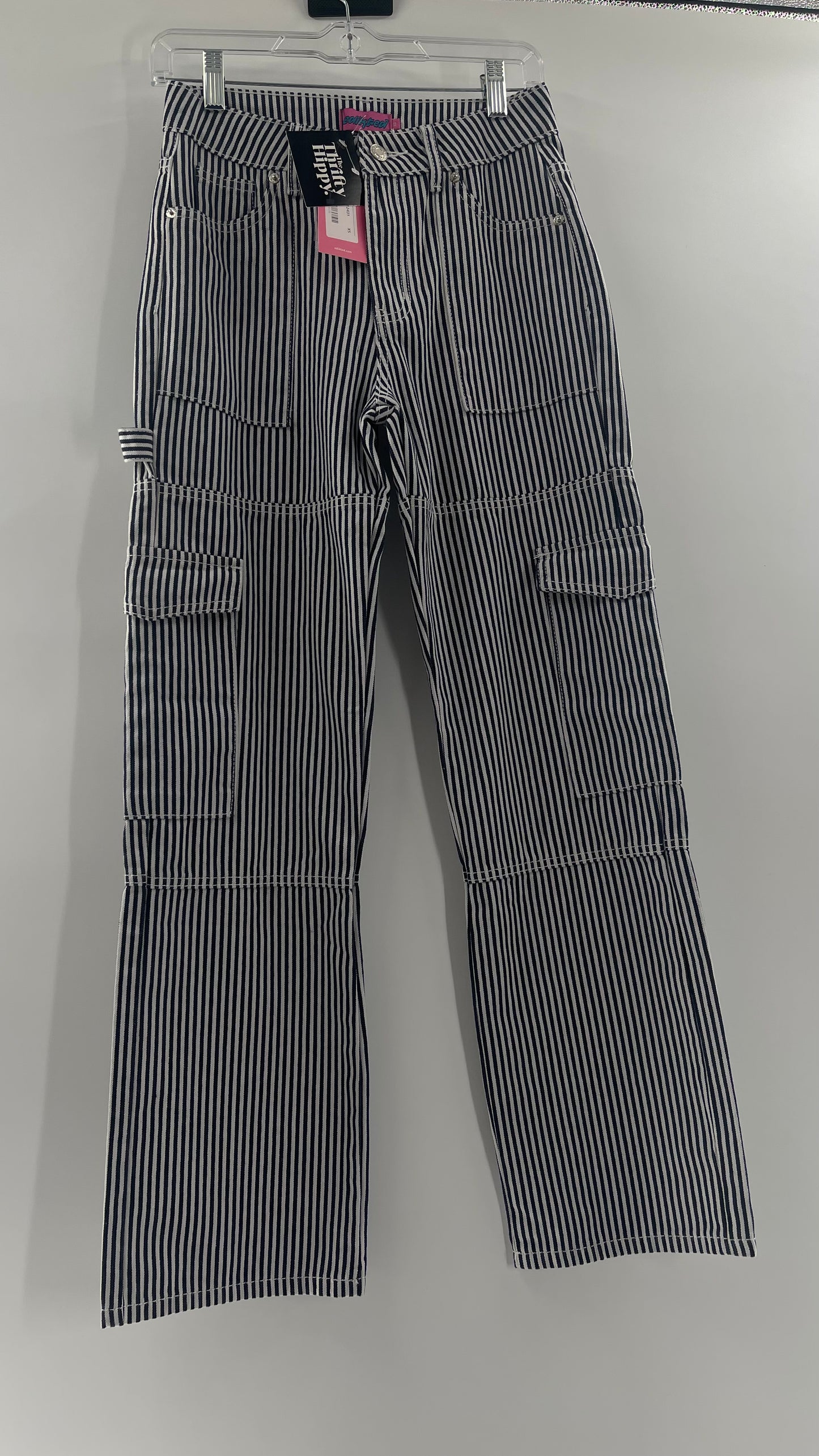 Edikted Stripe Out Cargos with Tags Attached (XS)