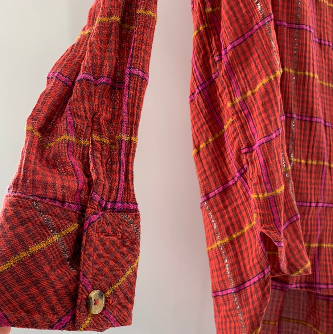 Free People Red Oversized Flannel (XS)