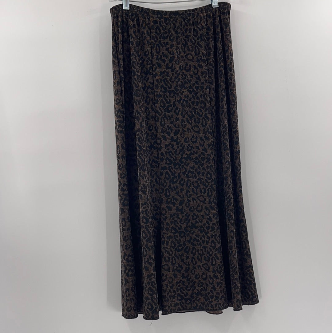 Vintage Briggs New York Midi Skirt Gold Black Cheetah Print (Size S)