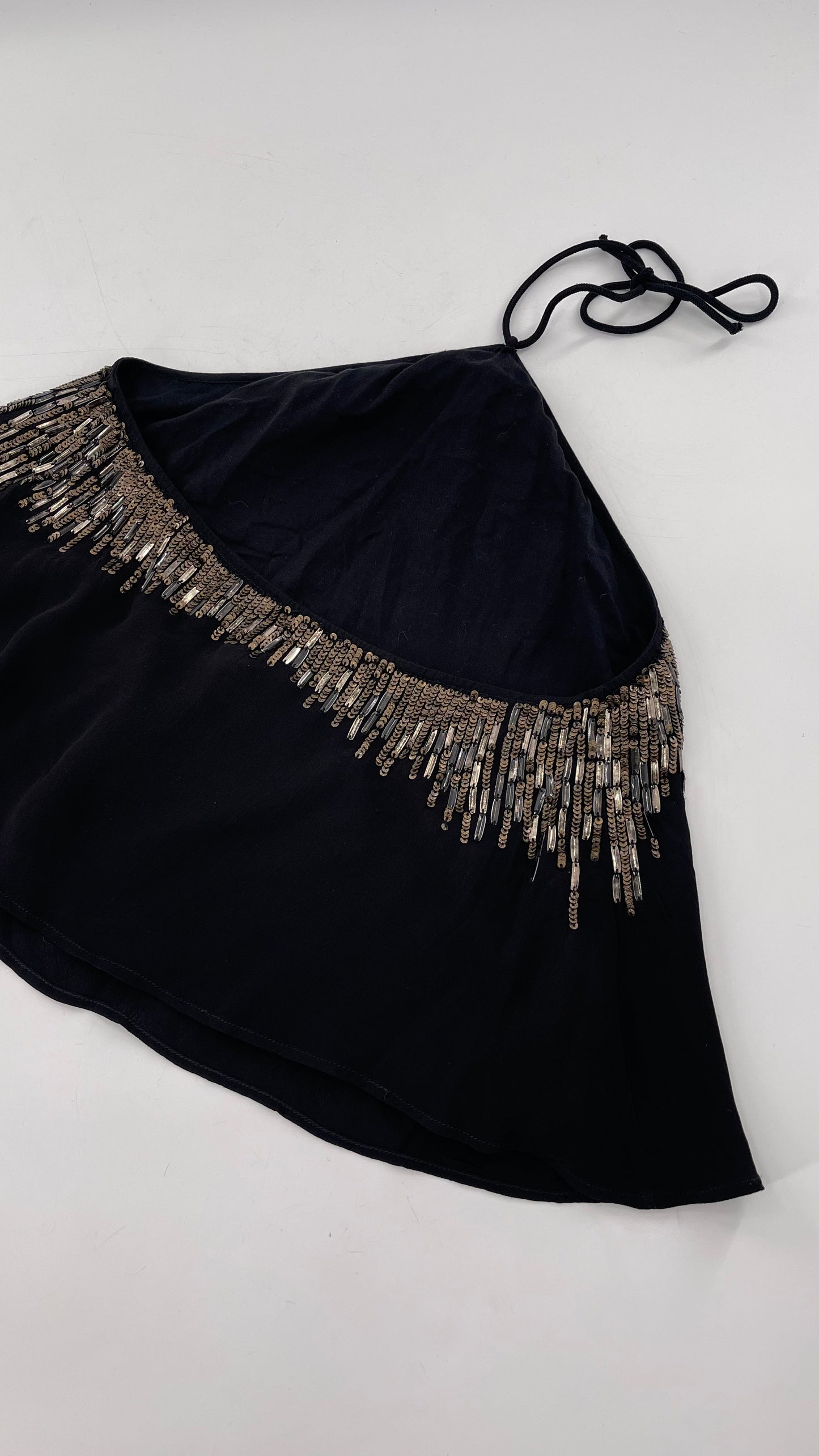 Free People Black Beaded Halter (XS)