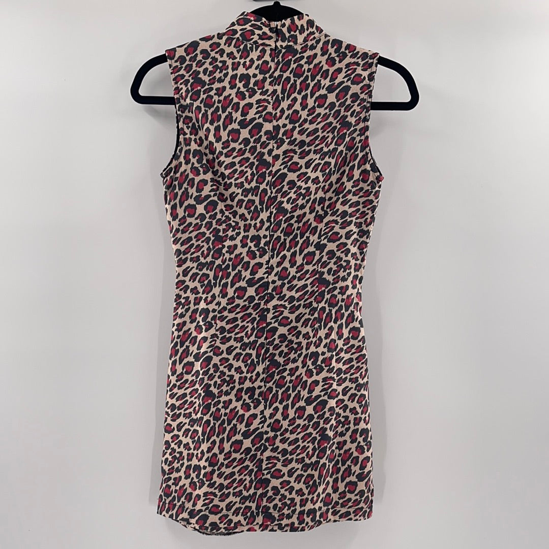 Lioness - Satin Cheetah Print Y2K Mini Dress (Size XS)