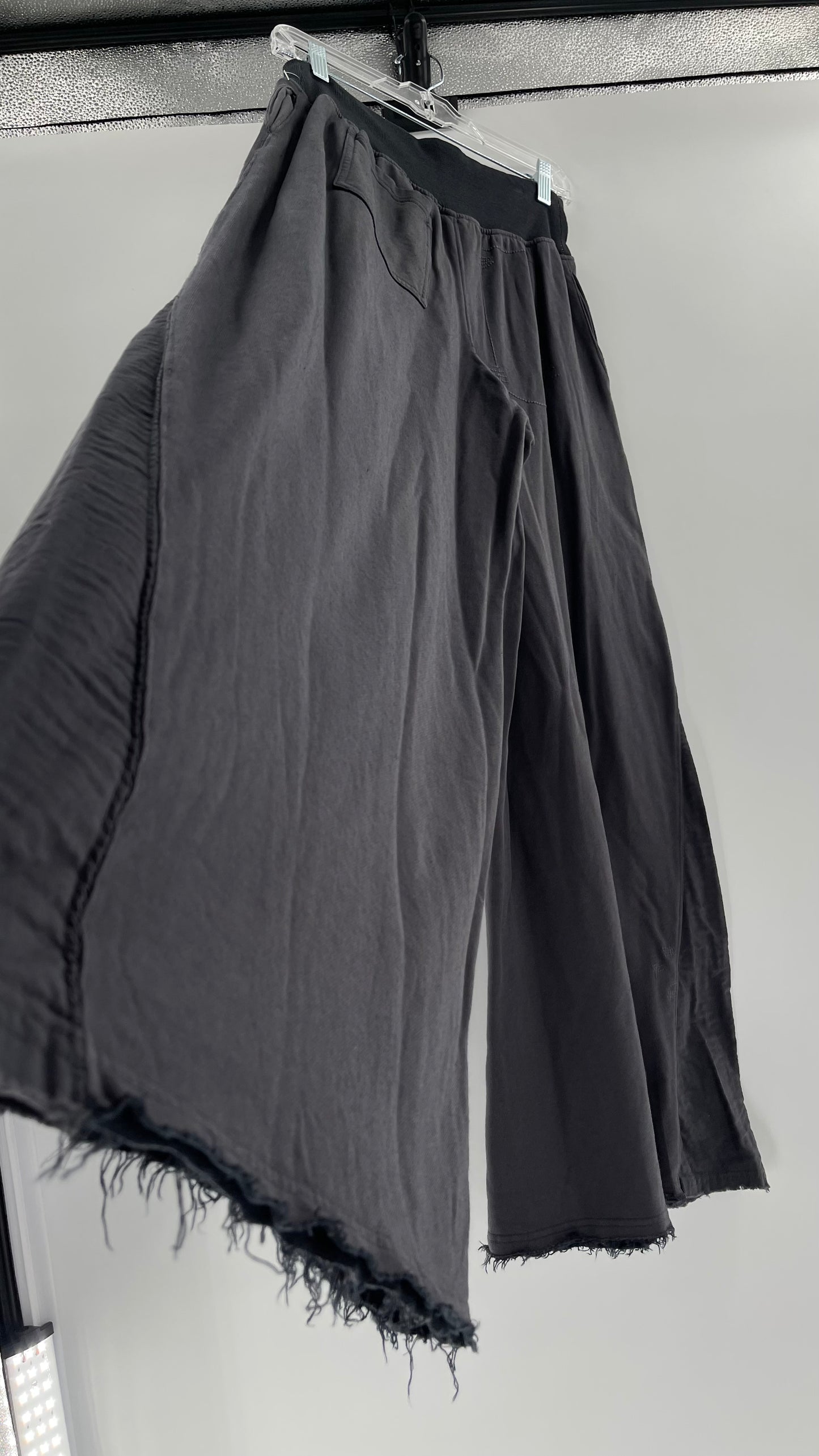 Free People Charcoal High Waisted Jersey Flare Legs (Small)
