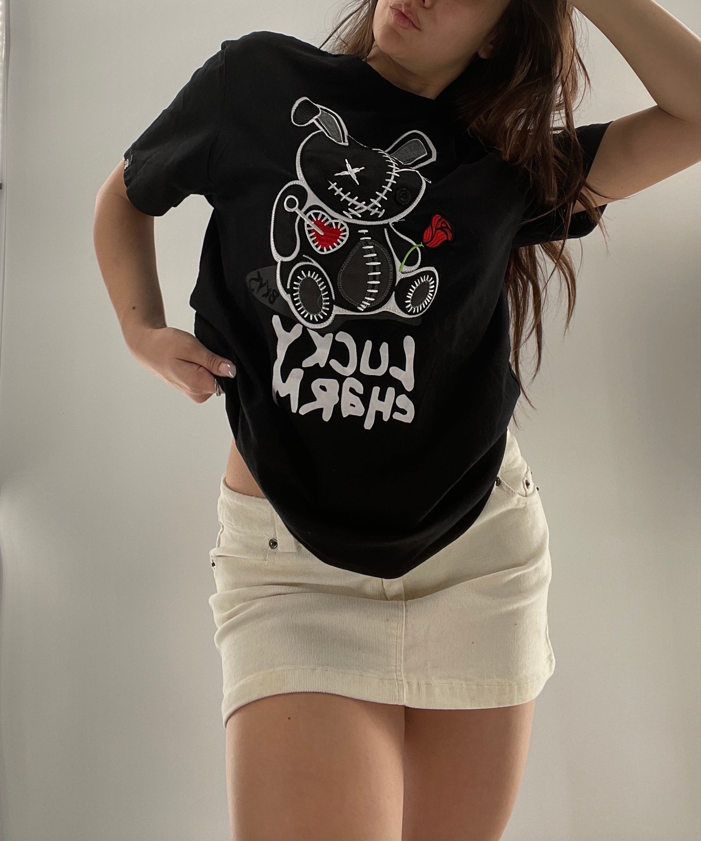 BKYS Black Lucky Charm Stitched Rabbit T (Small)