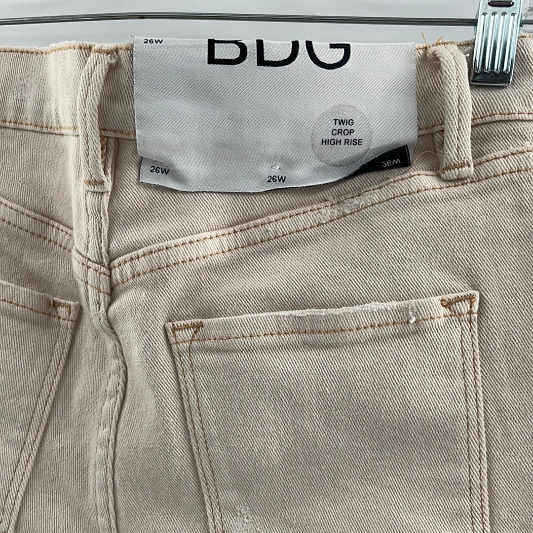 BDG/Urban Outfitters Cream/Off-White Ripped Jeans Raw Cut Hem (Size 25W)