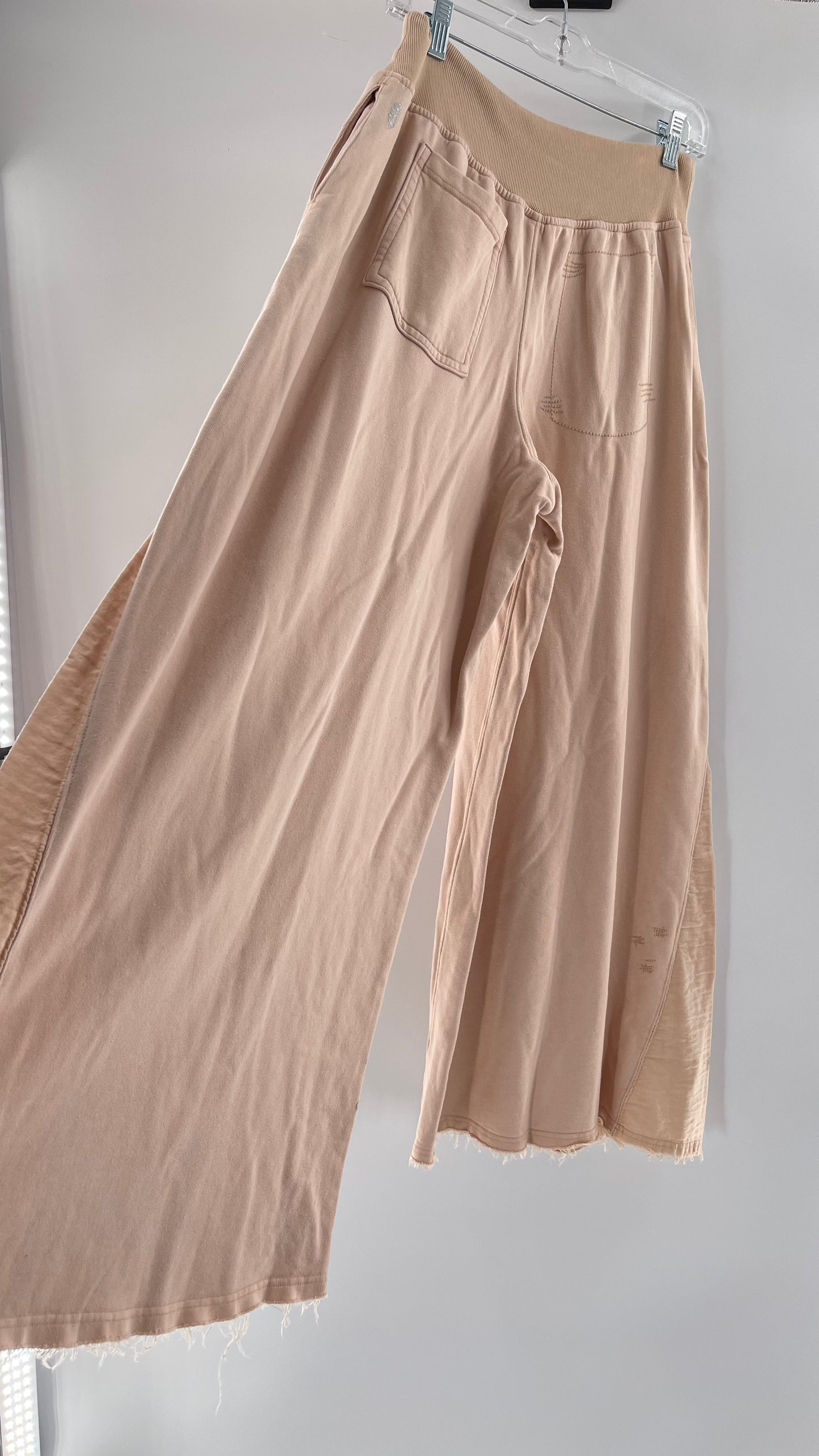 Free People Movement Muted Pink High Waisted Jersey Flare Legs (Small)