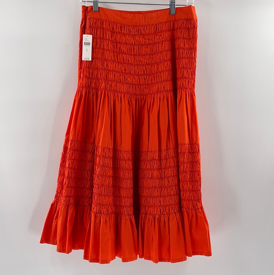 Anthropologie - Orange/Mango Ribbed Ruffle Skirt (Size 6)