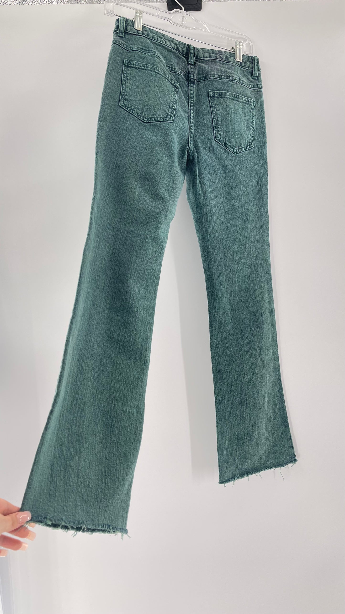 Jeanology Mid Rise Faded Teal Straight Legs (4)