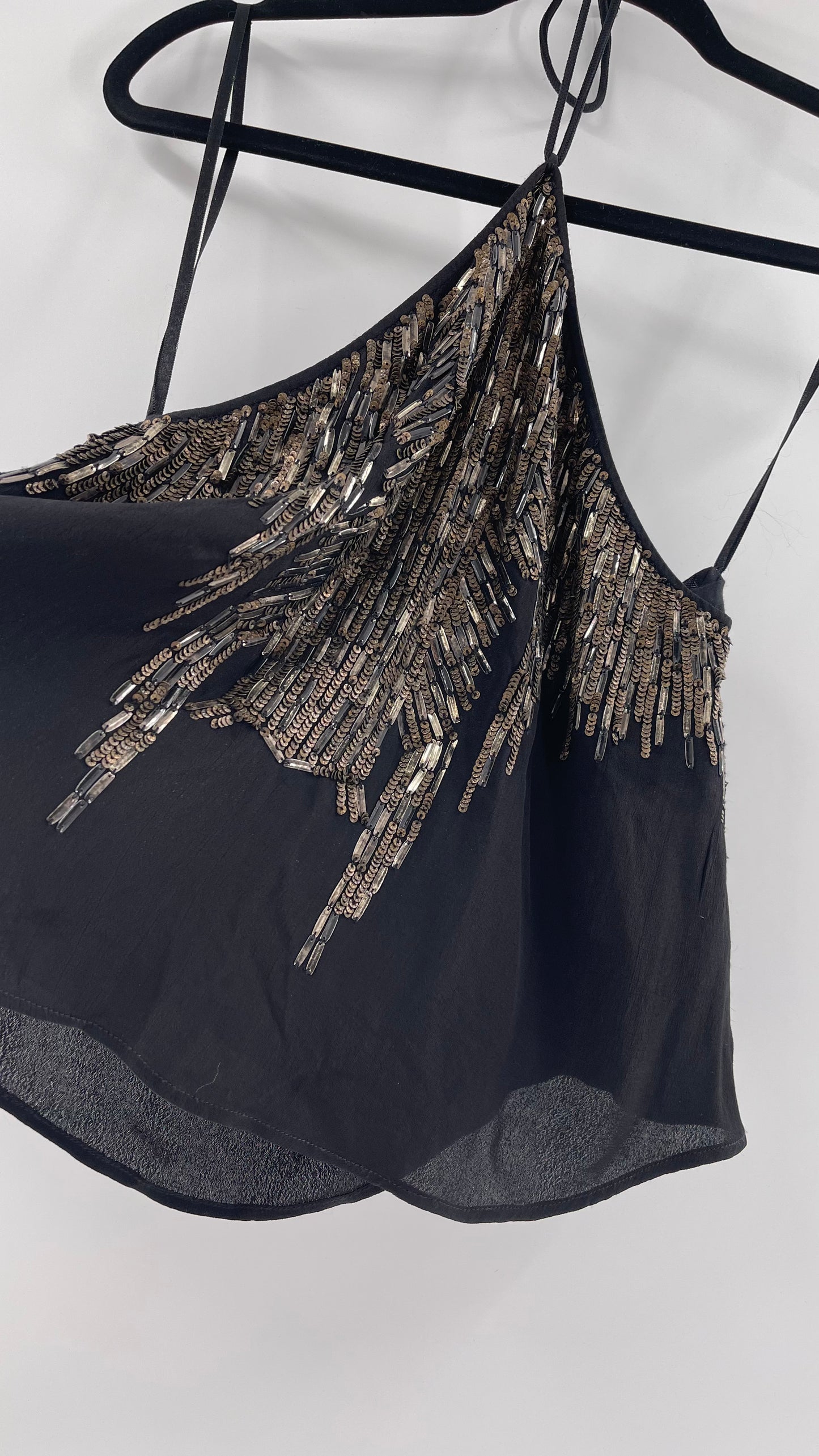 Free People Black Beaded Halter (XS)
