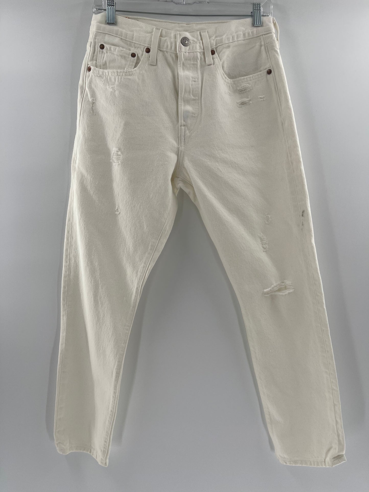 Levi Strauss 501’s White Ripped Jeans (Size S)