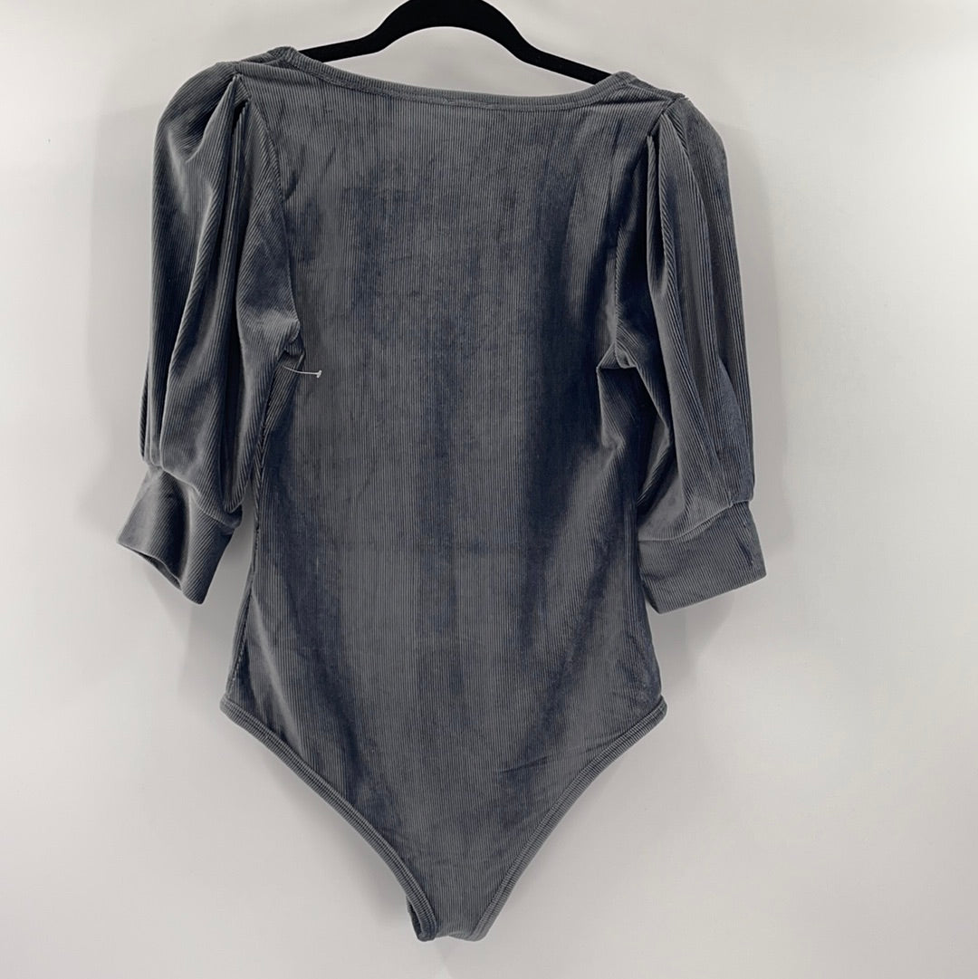 Intimately Free People Grey Velvet Bodysuit (XS)