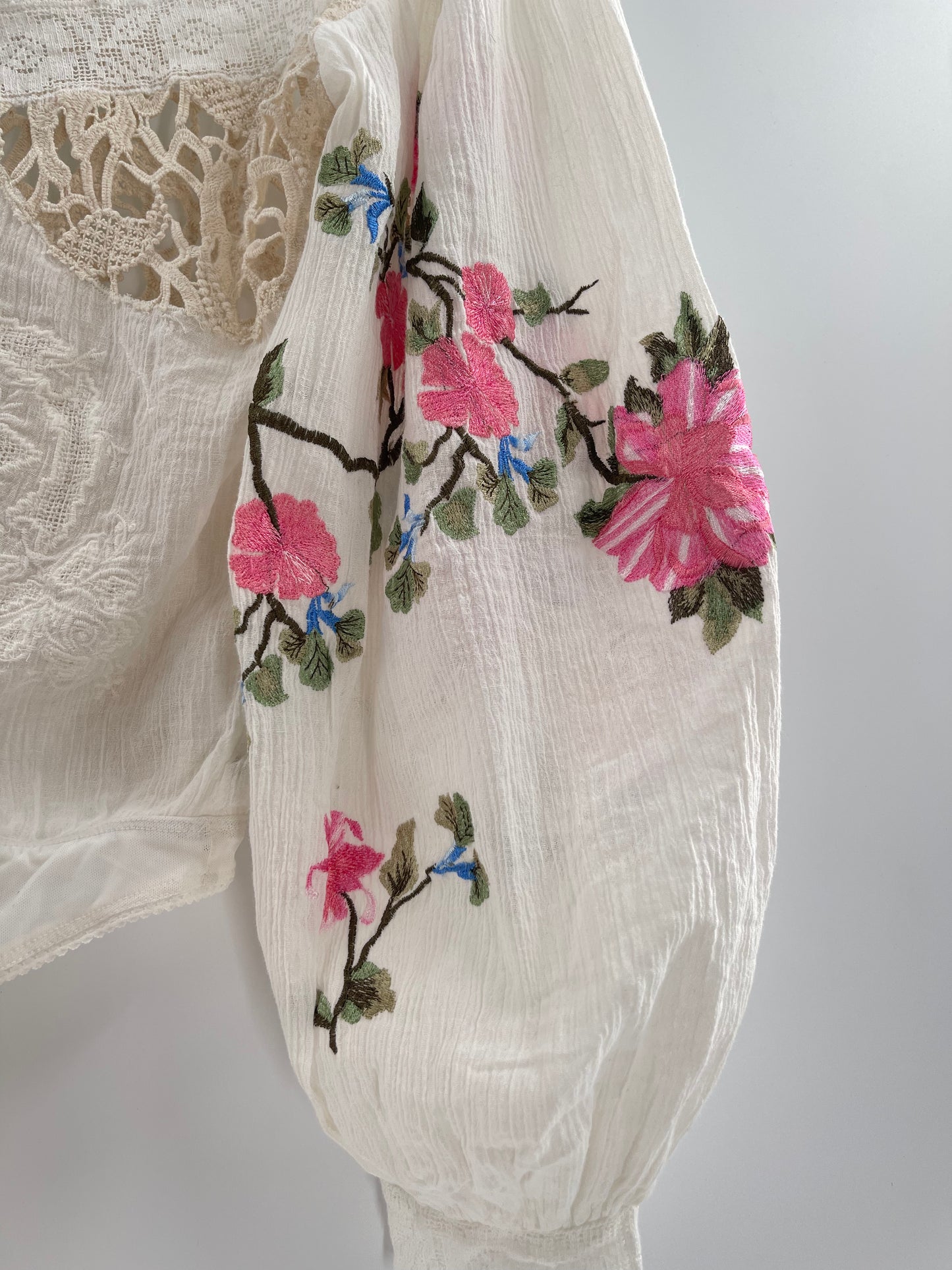 Free People Making Harmony Lace Cotton Embroidered Blouse (XS)