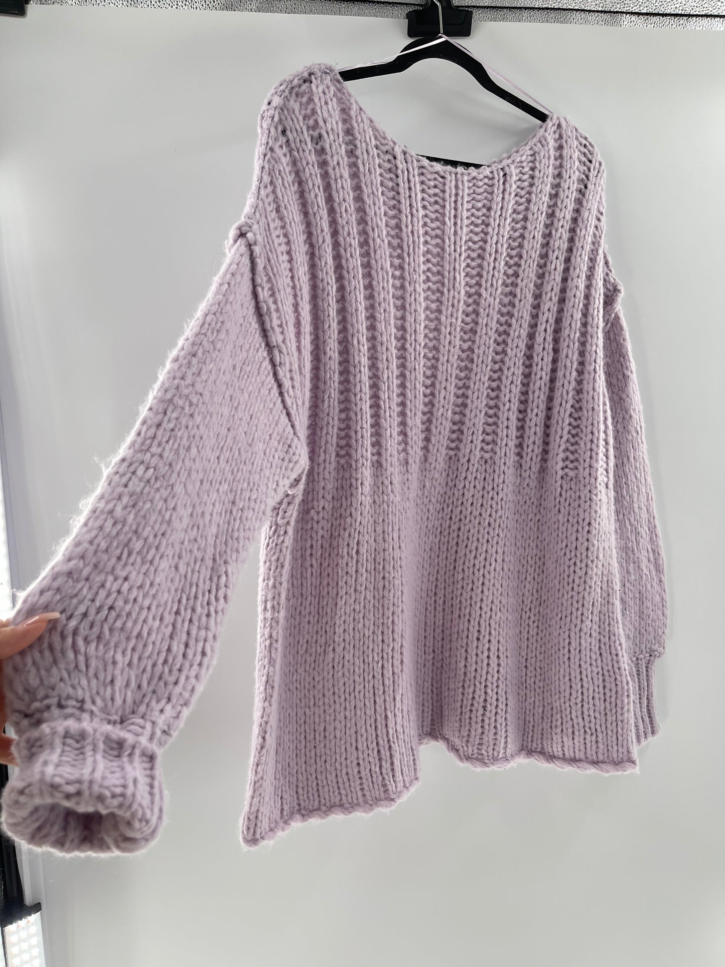 Free People Chunky Knit Lilac/Lavender Sweater (Medium)
