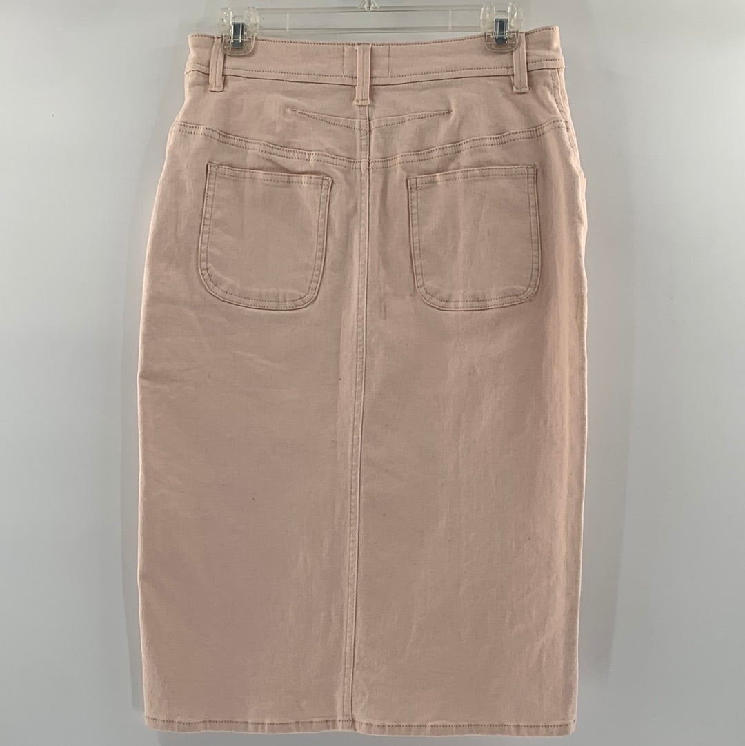 Holding Horses by Anthropologie - Pink Button Up Vented Skirt (Size 4P)