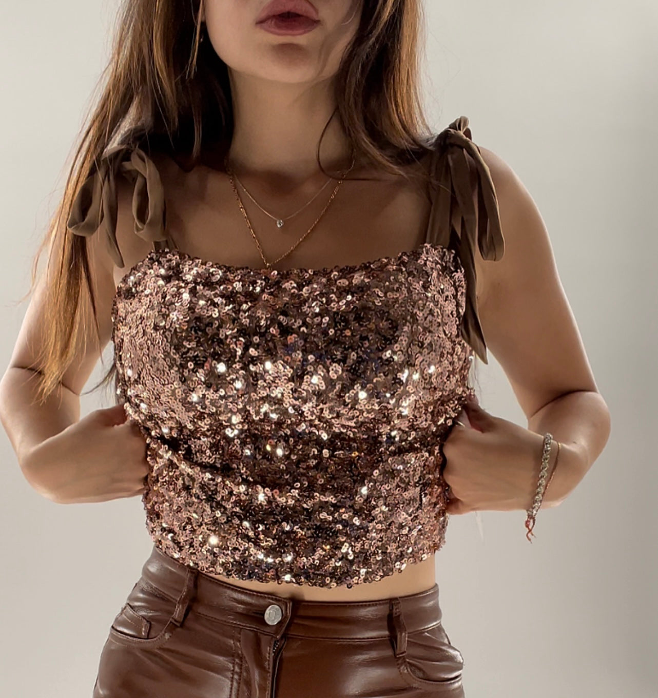Intimately Free People brown sequin tank