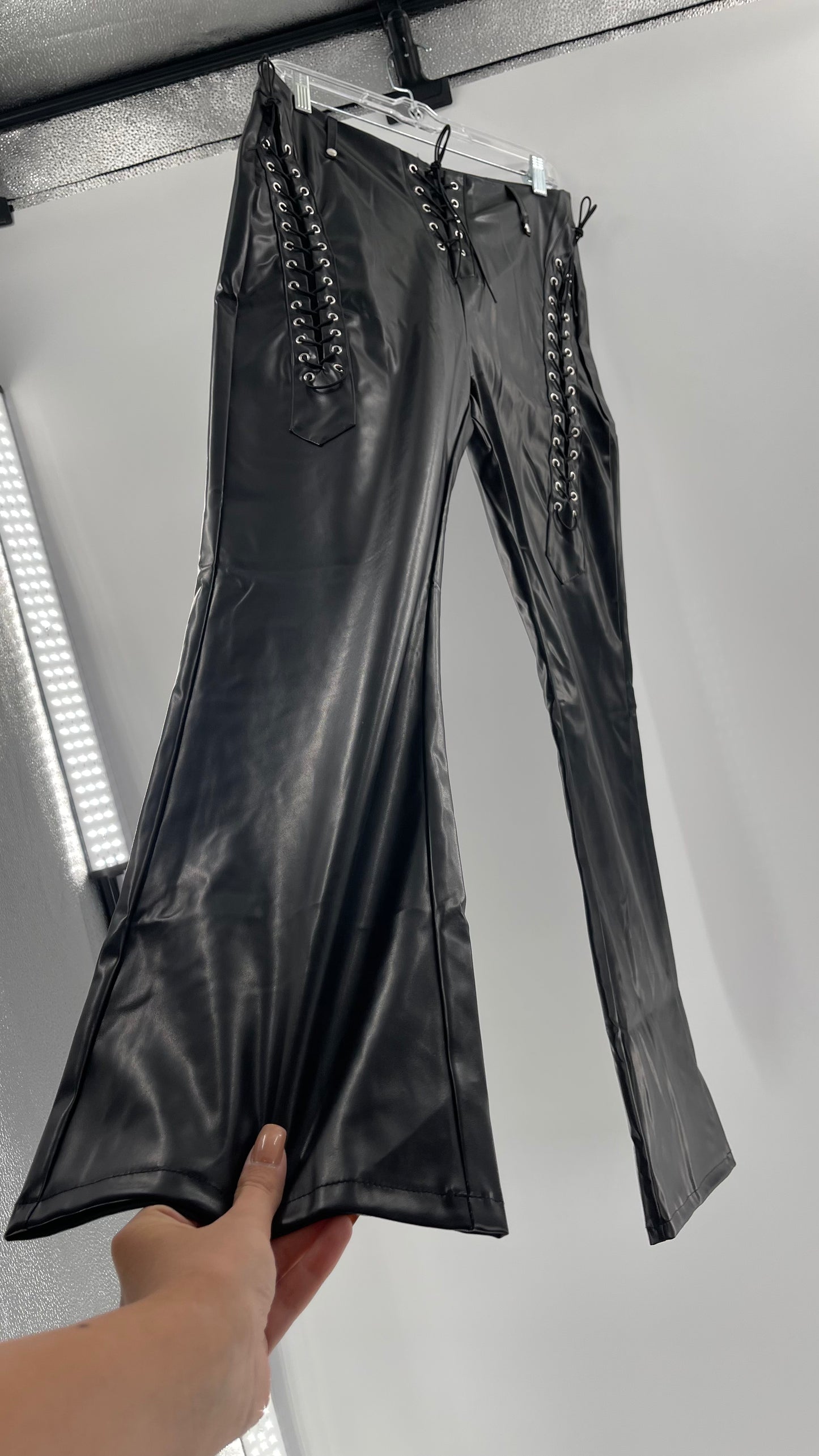 XXXiticat Faux Leather Straight Legs with Lace Up Details (XL)