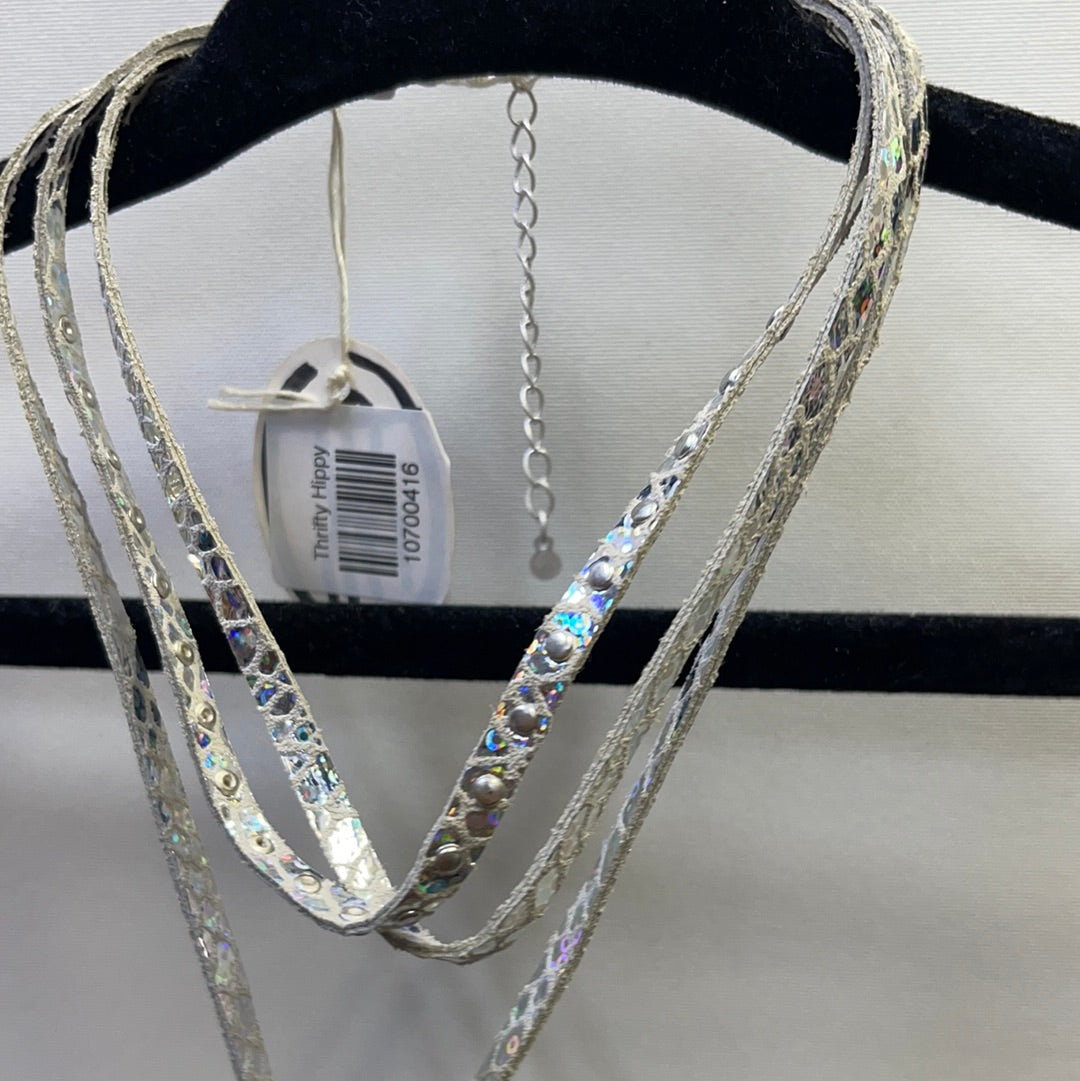 Urban Outfitters silver layered holographic necklace