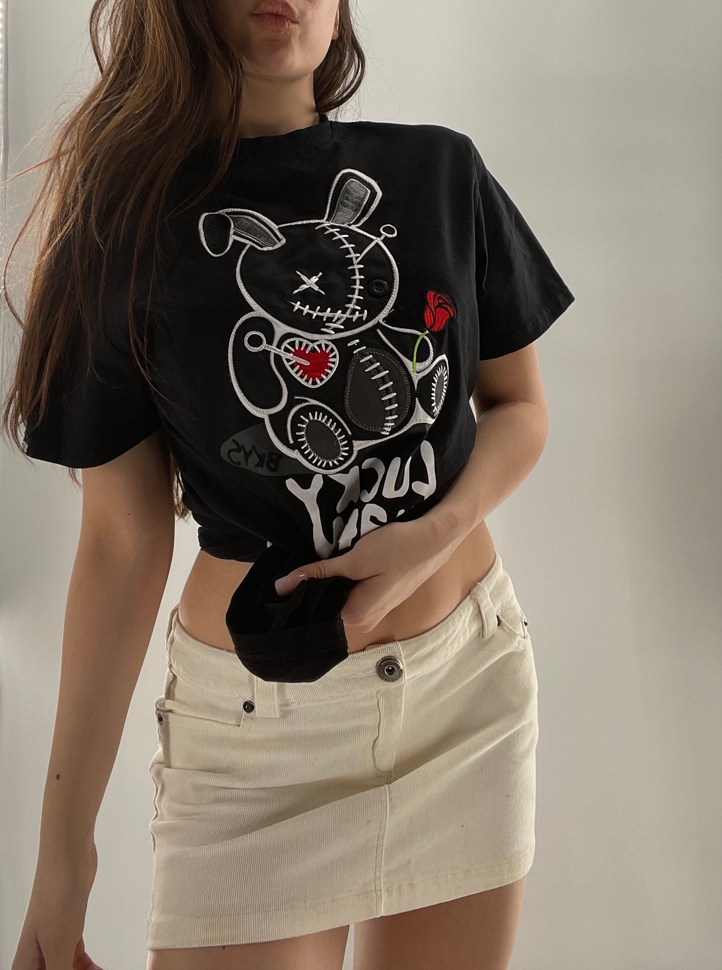 BKYS Black Lucky Charm Stitched Rabbit T (Small)