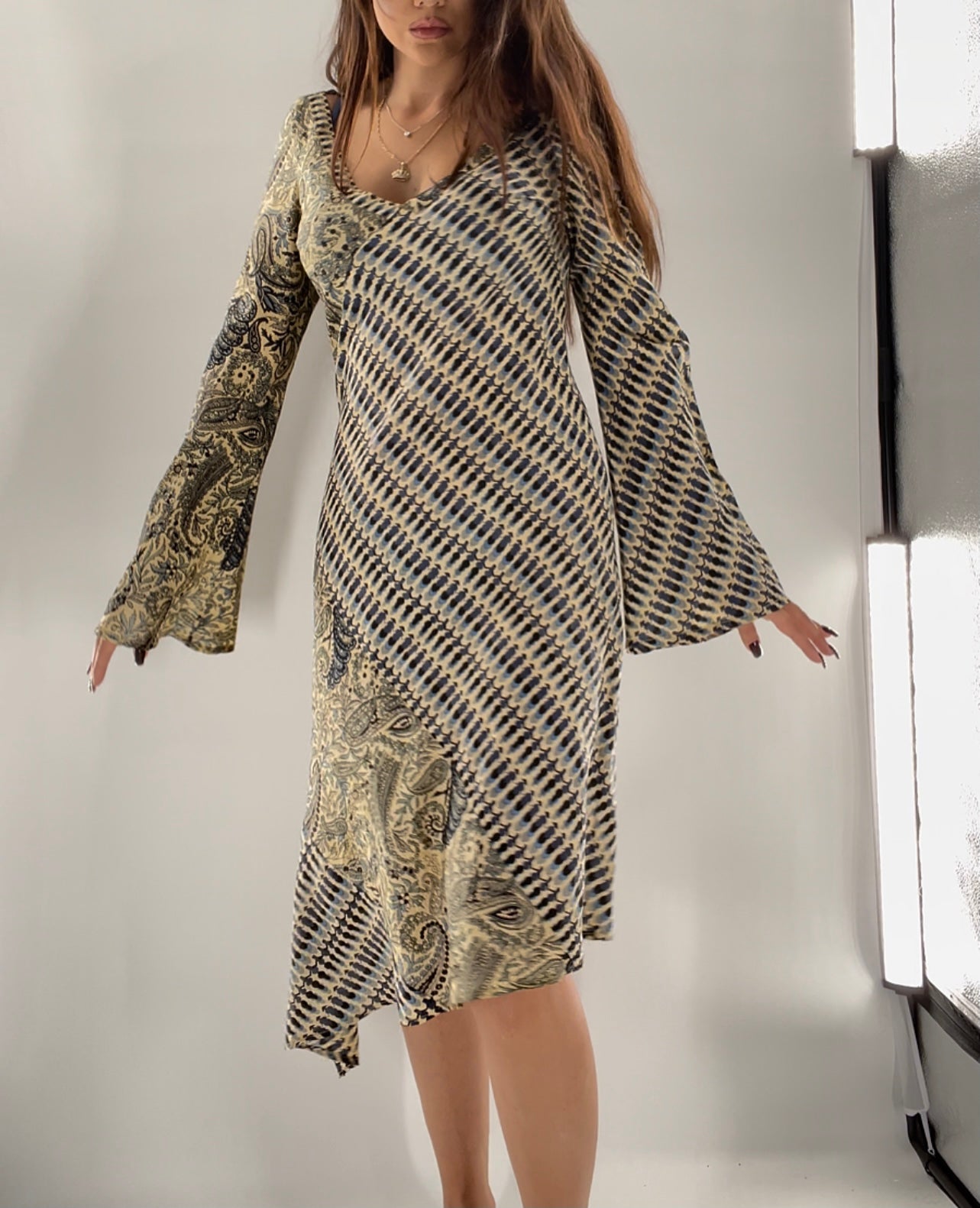 ATIK BATIK 100% Silk Artisan Kaftan Style Maxi (M)