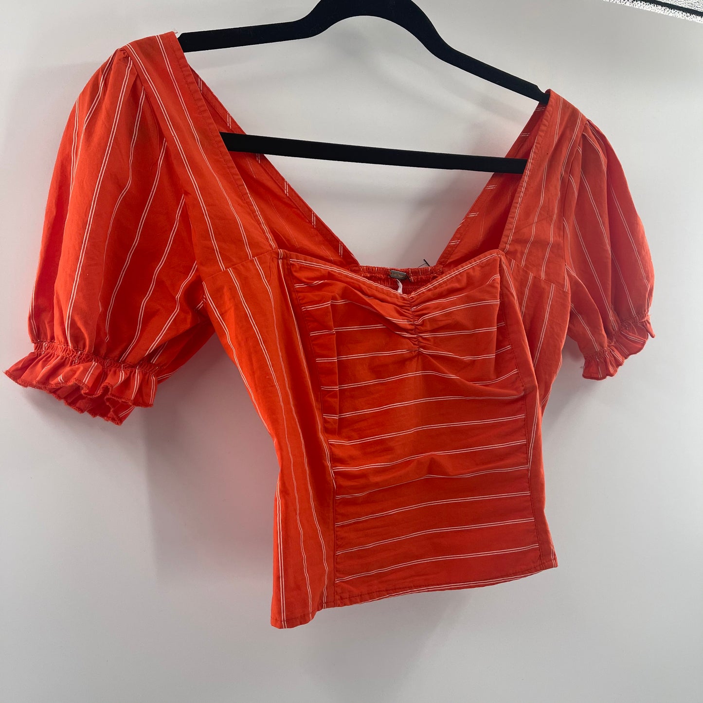 Free People Orange Striped Short Sleeve (XS)