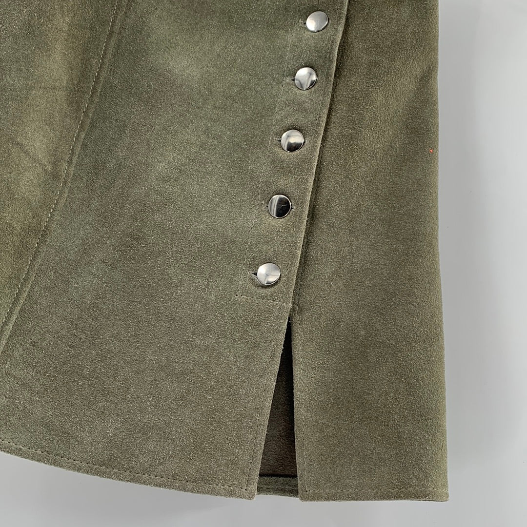 Free People - Understated - Authentic Suede Green Mini Skirt (Size Small)
