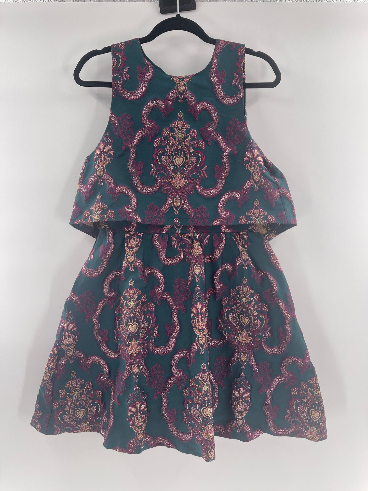 BHLDN Anthropologie - Green Brocade Mini Dress (8)