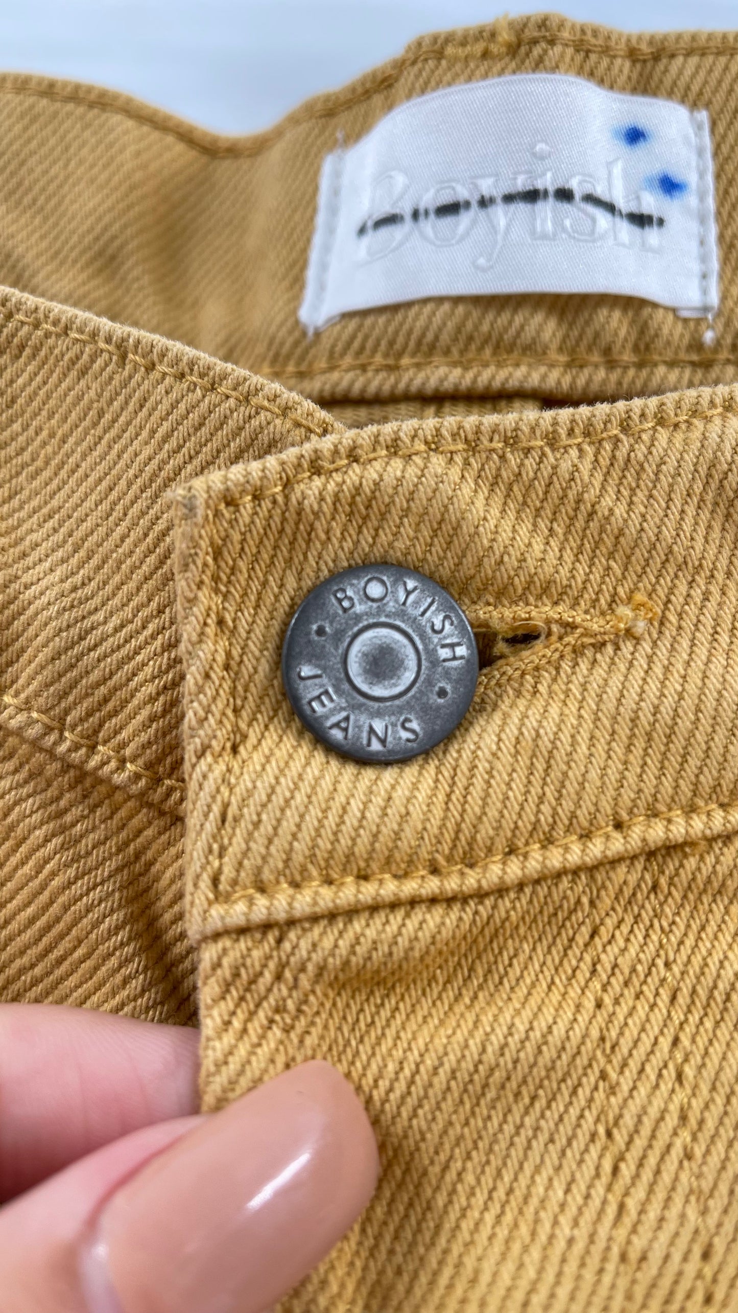 BOYISH Free People Mustard Yellow Straight Leg Jeans (32)