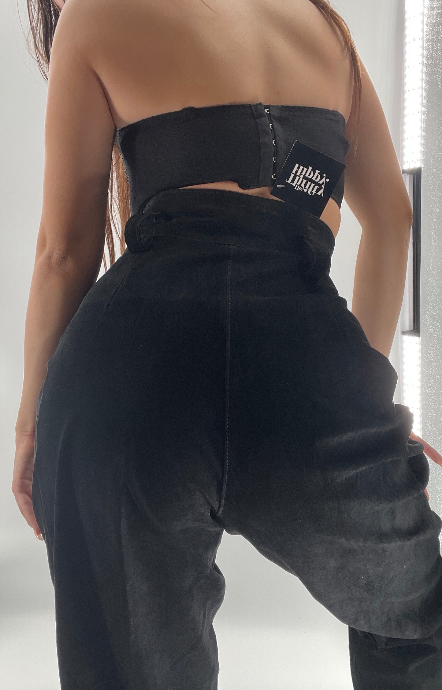 Vintage High Waisted Black Suede Leather Wilson’s Trouser (8)