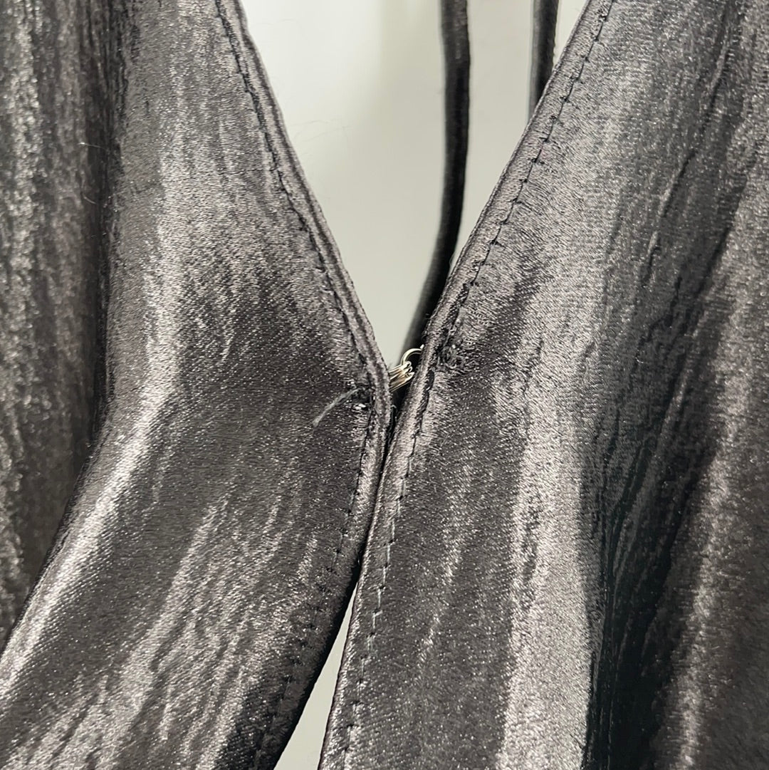 Intimately Free People Black Satin Bodysuit (L)