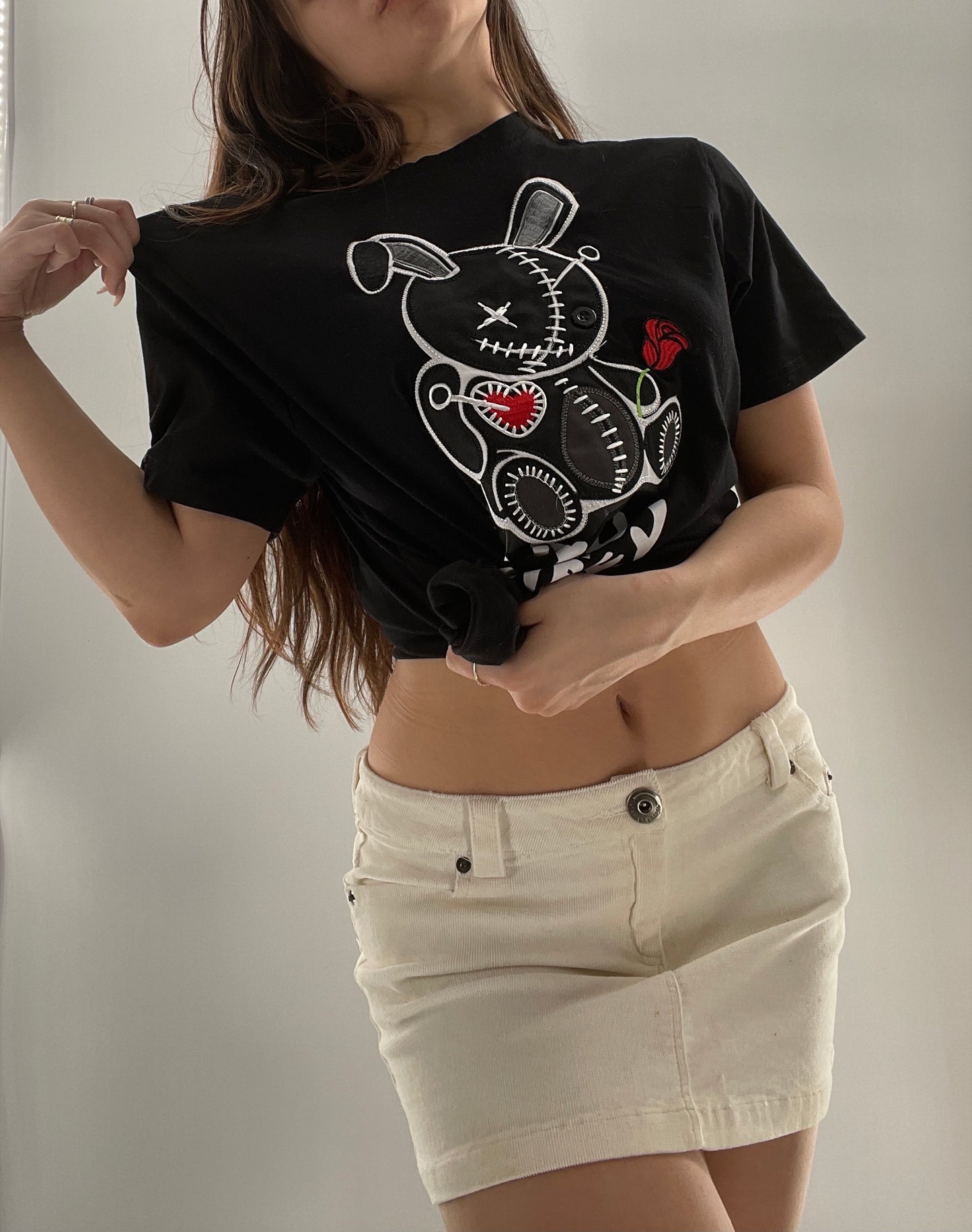 BKYS Black Lucky Charm Stitched Rabbit T (Small)